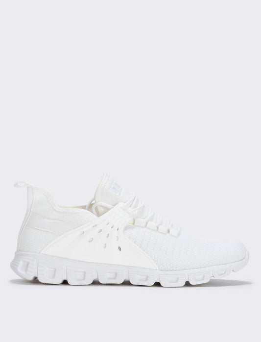 Men's running sneakers in technical fabric - White