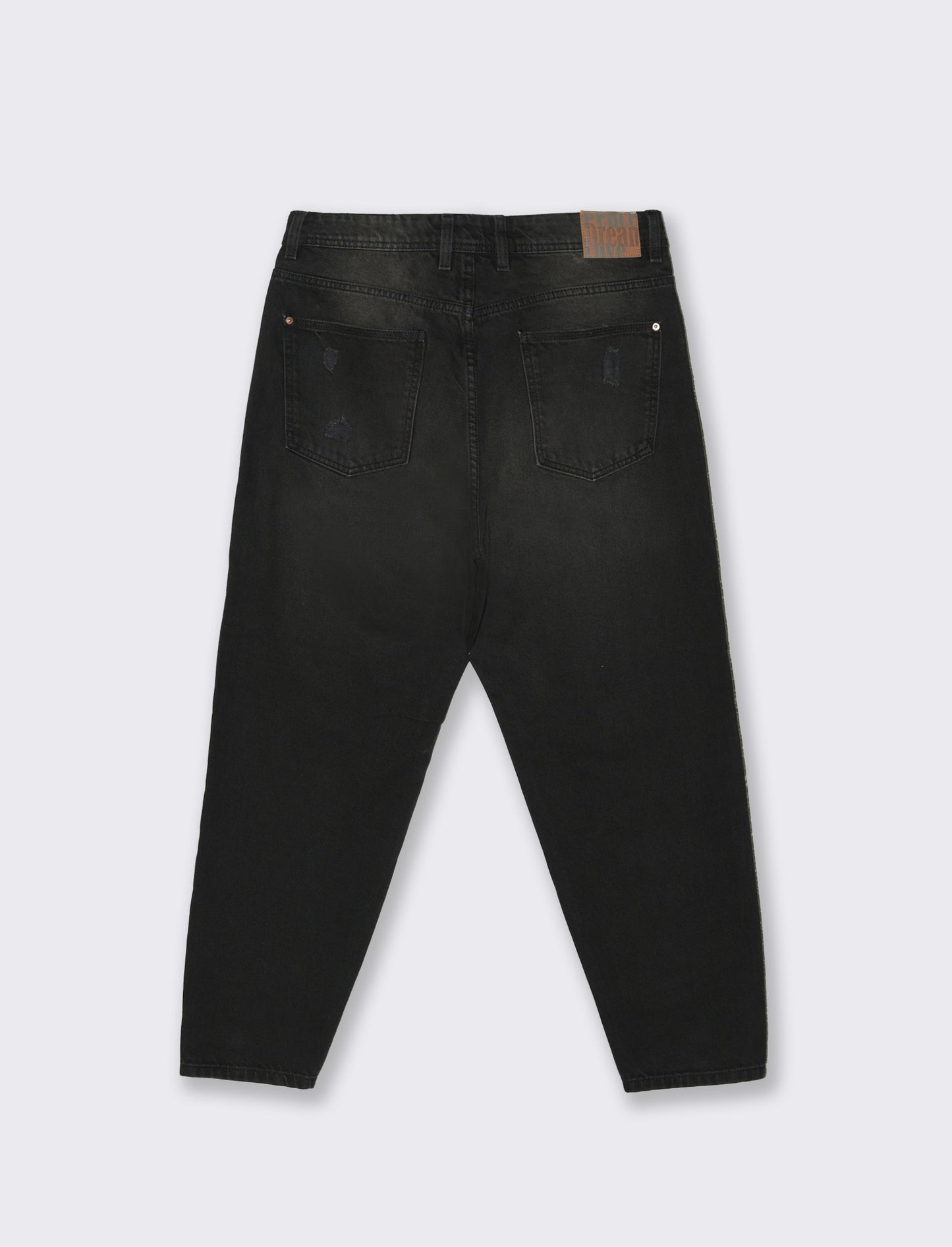 Jeans nero loose fit con strappi - Nero