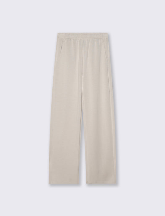 jogger in scuba con elastico e tasche - Beige grano