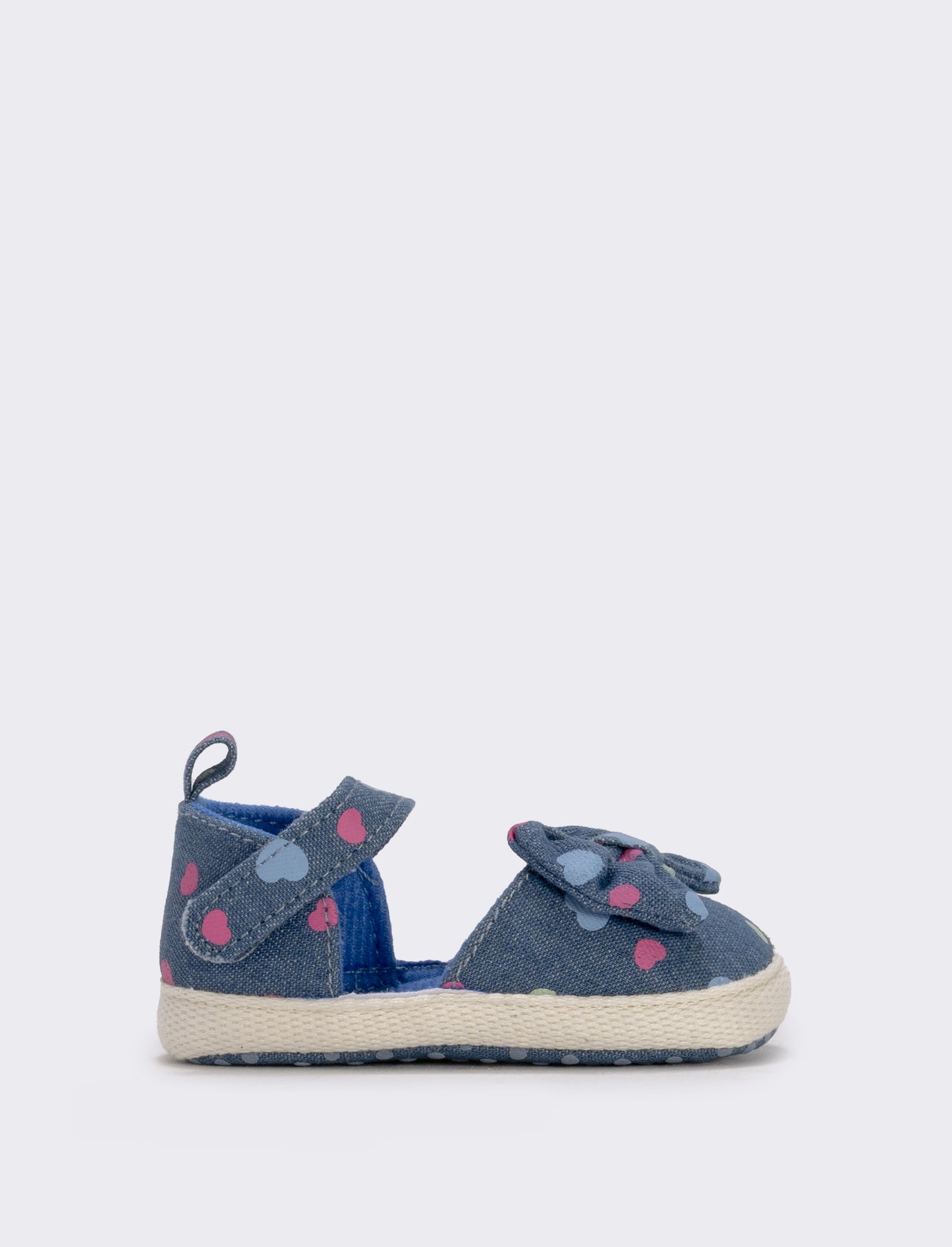 Scarpa in denim con fiocco e pois antiscivolo - Denim