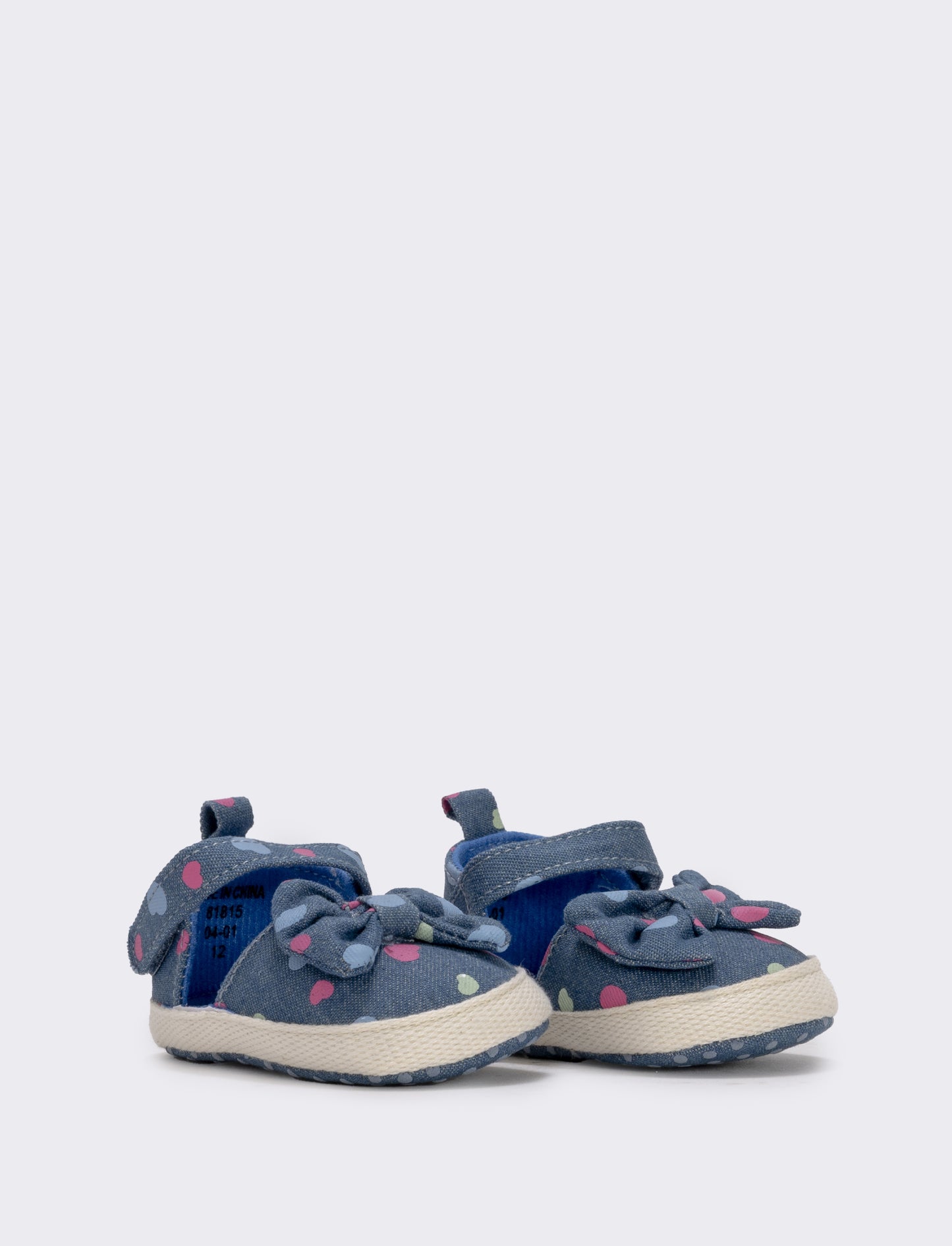 Scarpa in denim con fiocco e pois antiscivolo - Denim