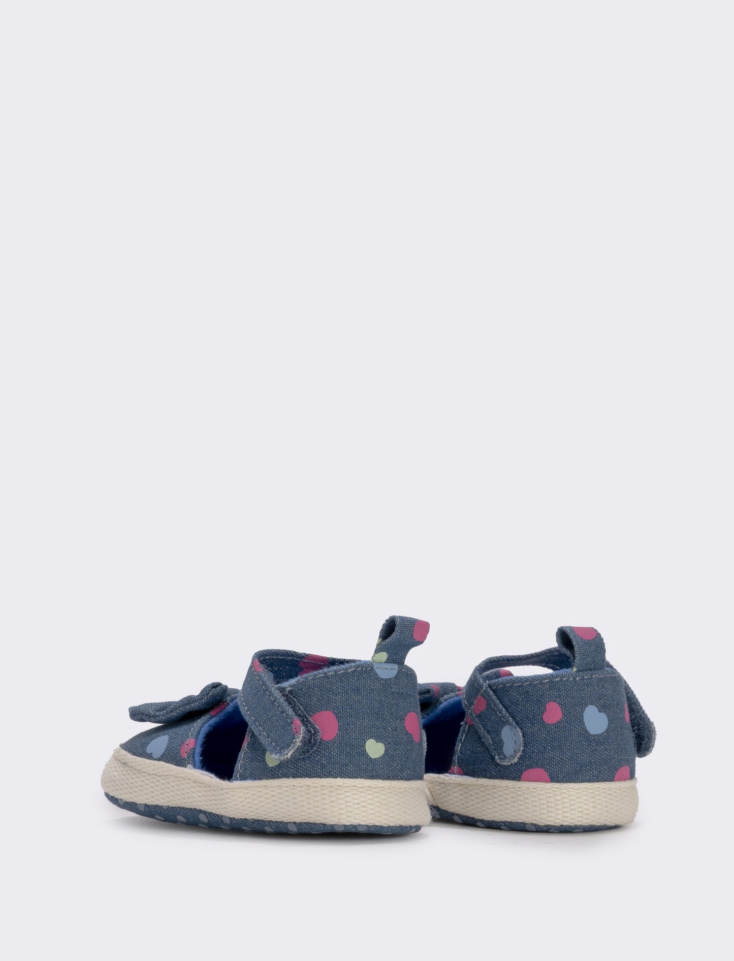Scarpa in denim con fiocco e pois antiscivolo - Denim