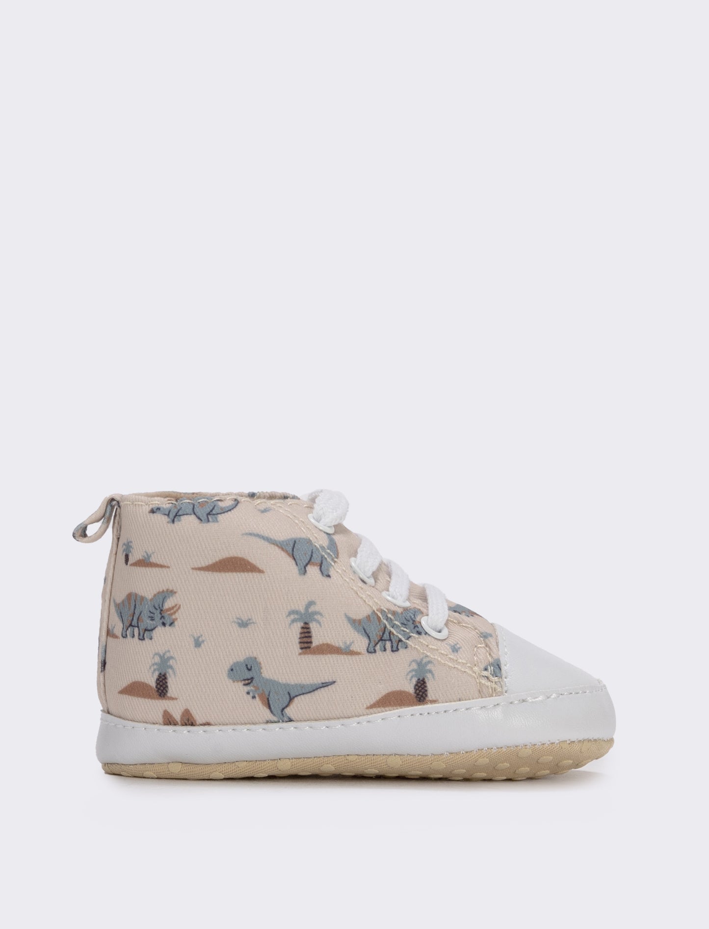 Scarpa a collo alto beige con dinosauri - Beige