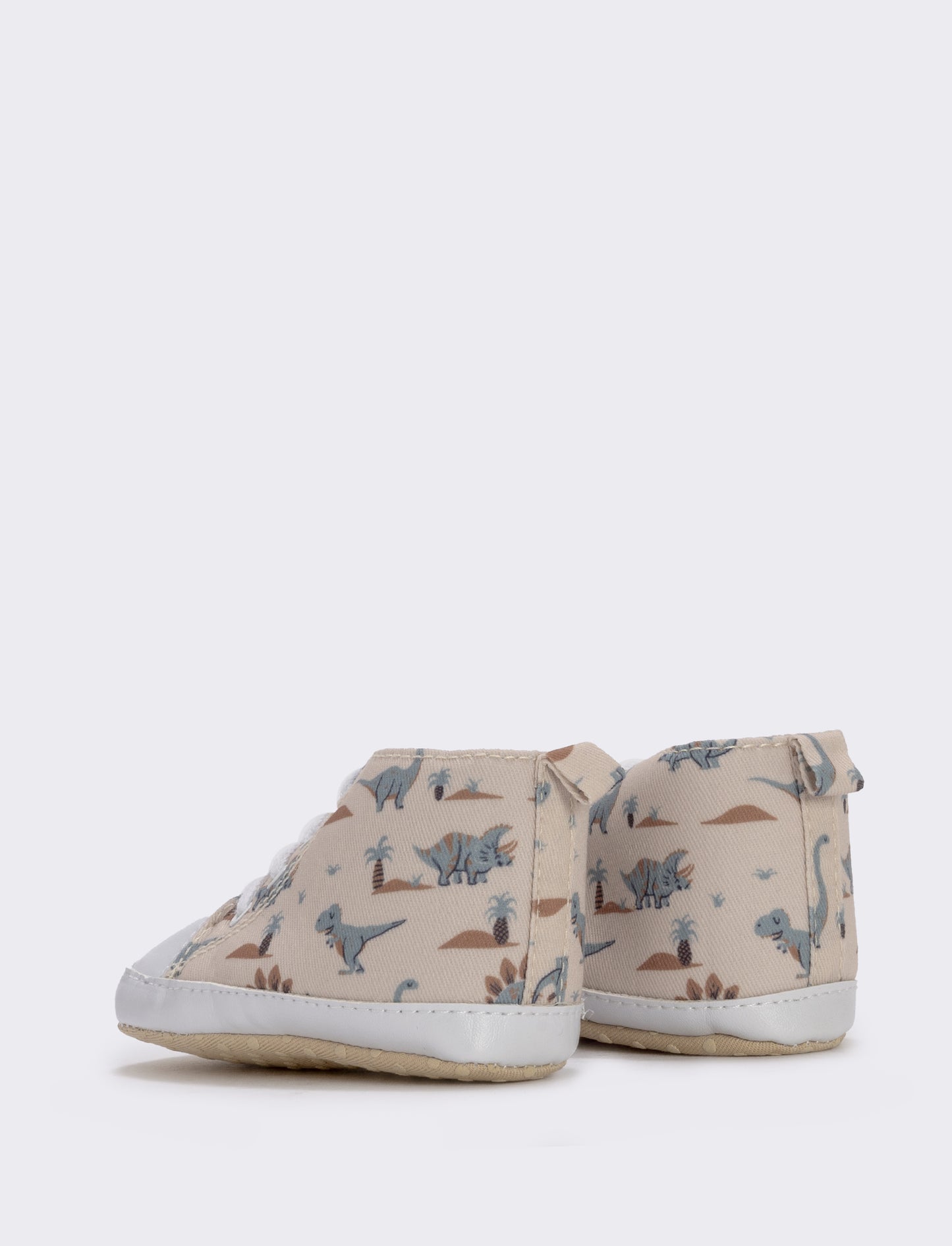 Scarpa a collo alto beige con dinosauri - Beige