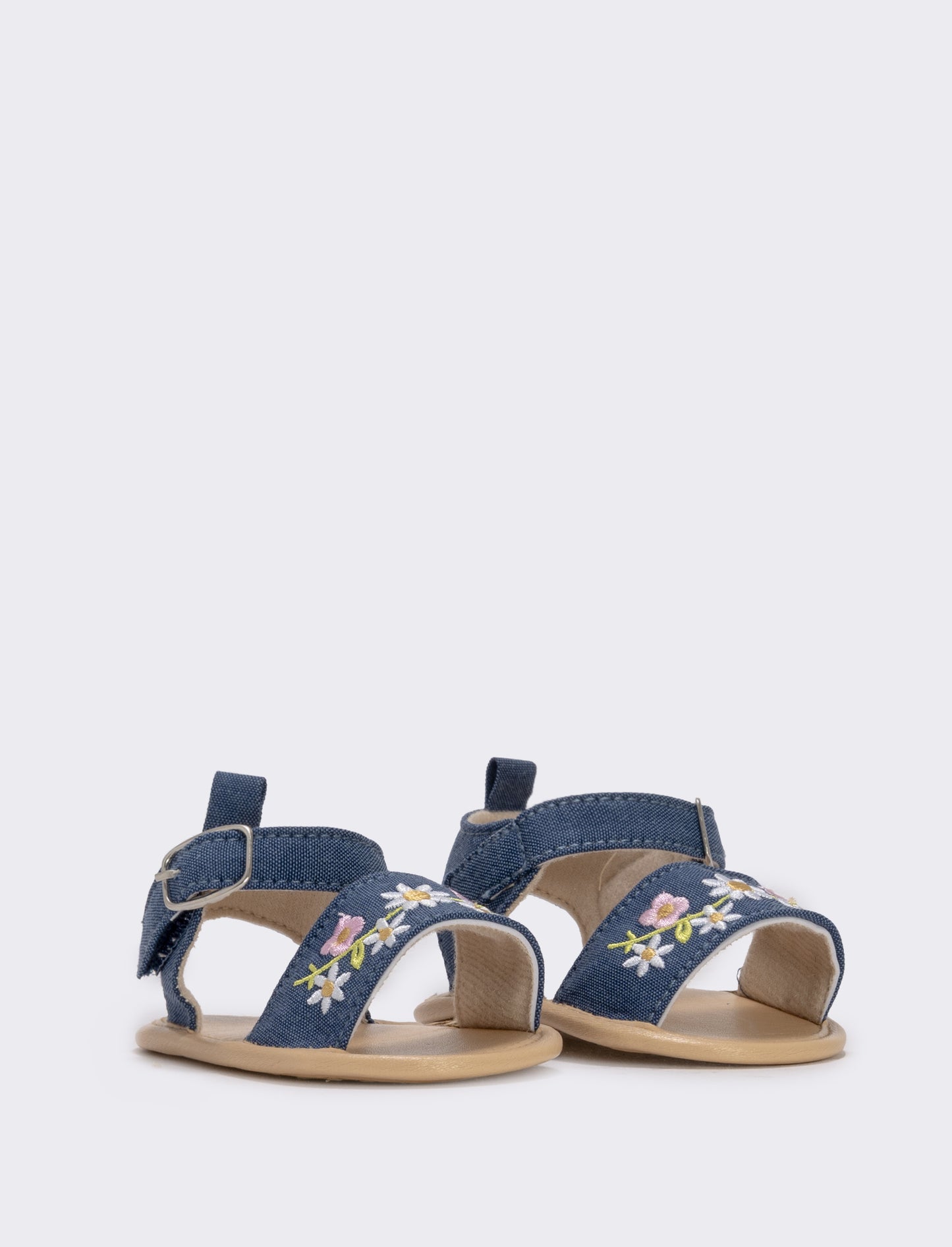 Sandalo in denim per neonata con fiori - Blu
