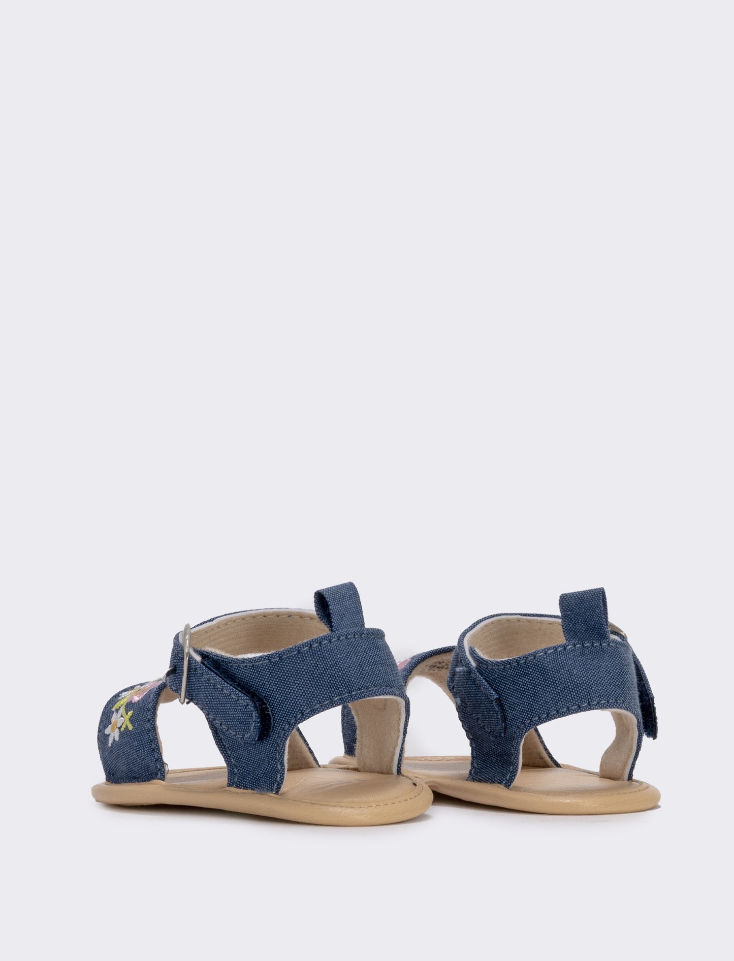 Sandalo in denim per neonata con fiori - Blu