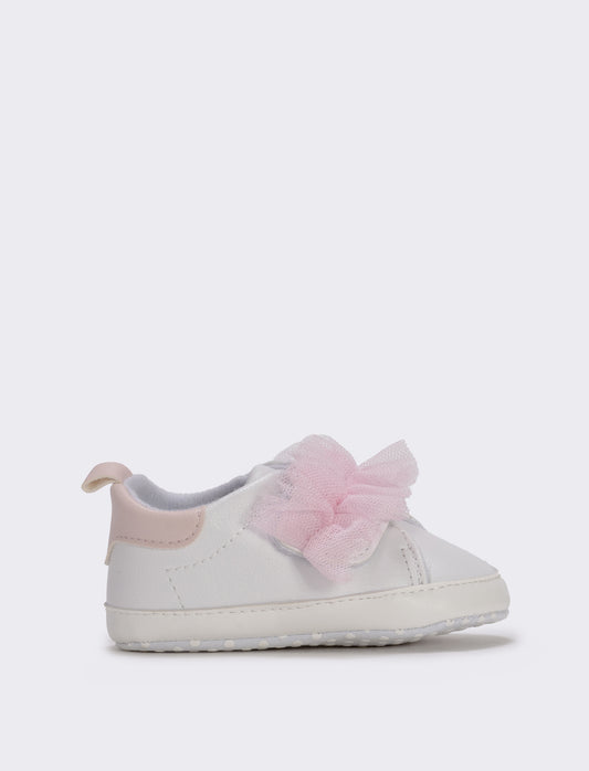 Scarpa neonata bianca con tuller rosa - Bianco