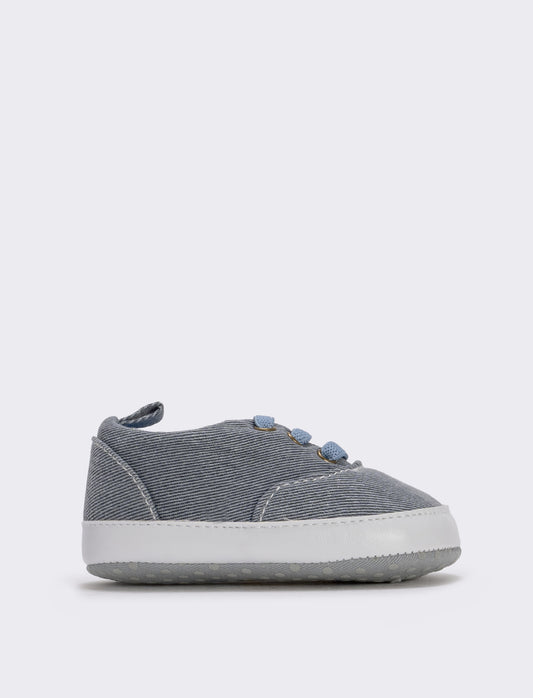 Scarpa in denim per neonato con lacci - Denim