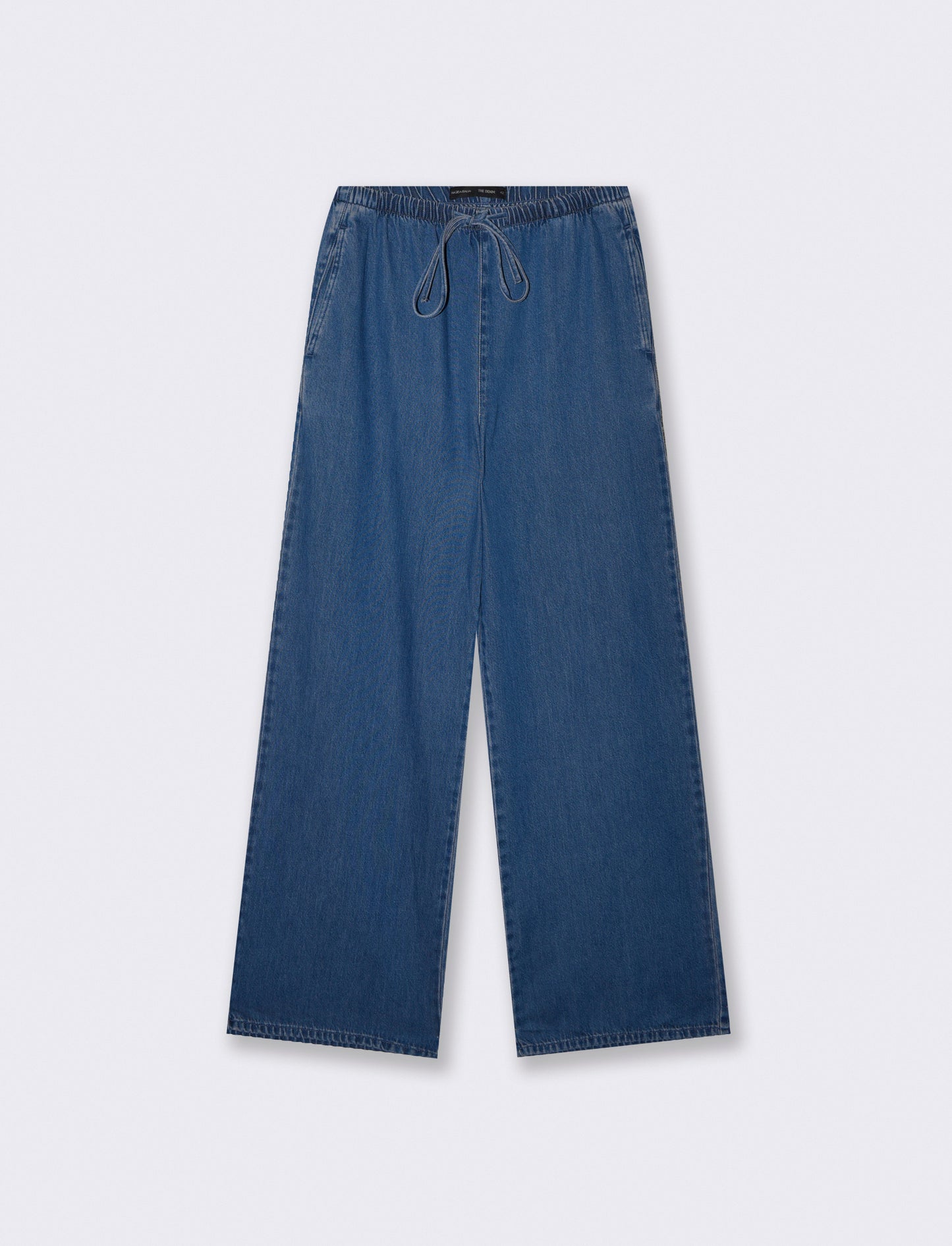 Pantalone jogger wide leg con tasche - Denim
