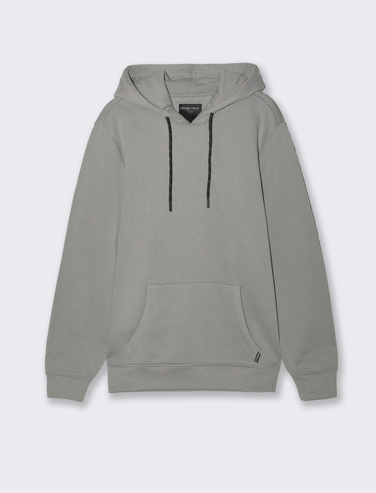 Felpa basic con cappuccio e tasca marsupio - Grigio