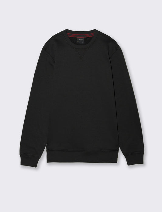 Felpa basic girocollo in misto cotone - Nero