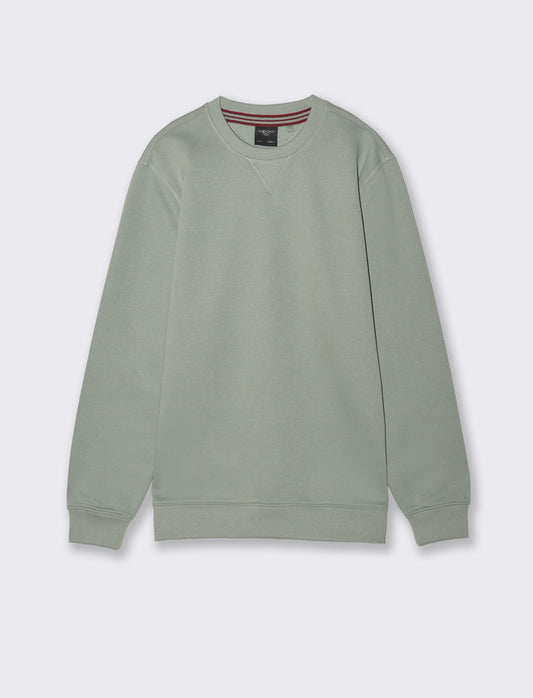 Felpa basic girocollo in misto cotone - Verde salvia