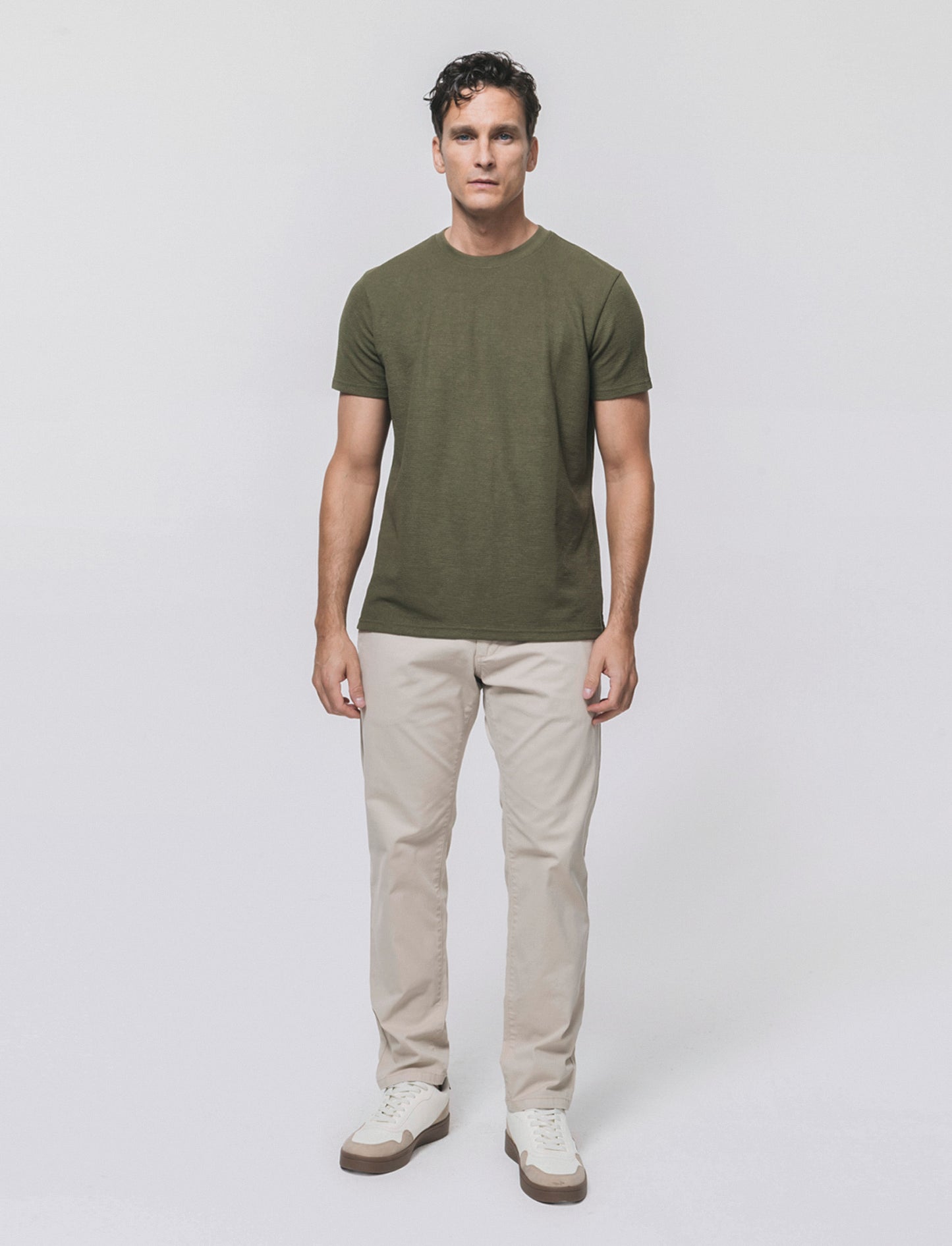 T-shirt Waffle Regular Fit Maniche Corte - Verde oliva