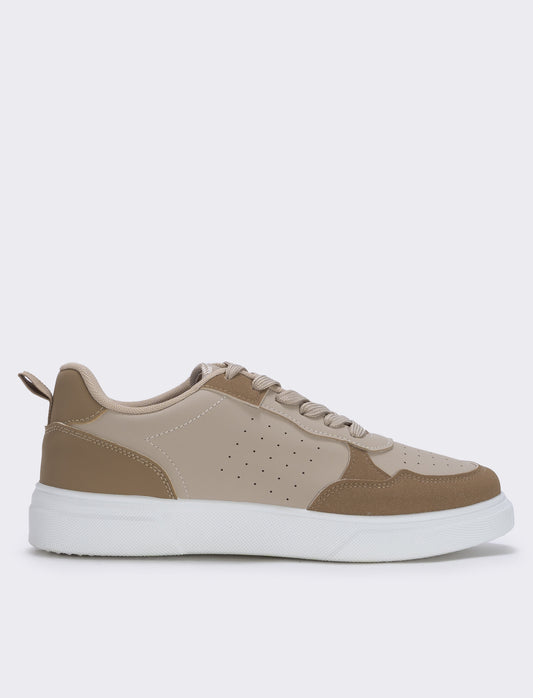 Sneakers bianche con riporti a contrasto - Beige