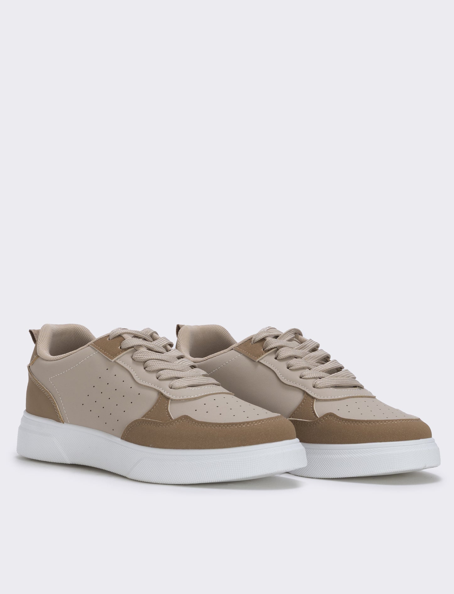 Sneakers bianche con riporti a contrasto - Beige