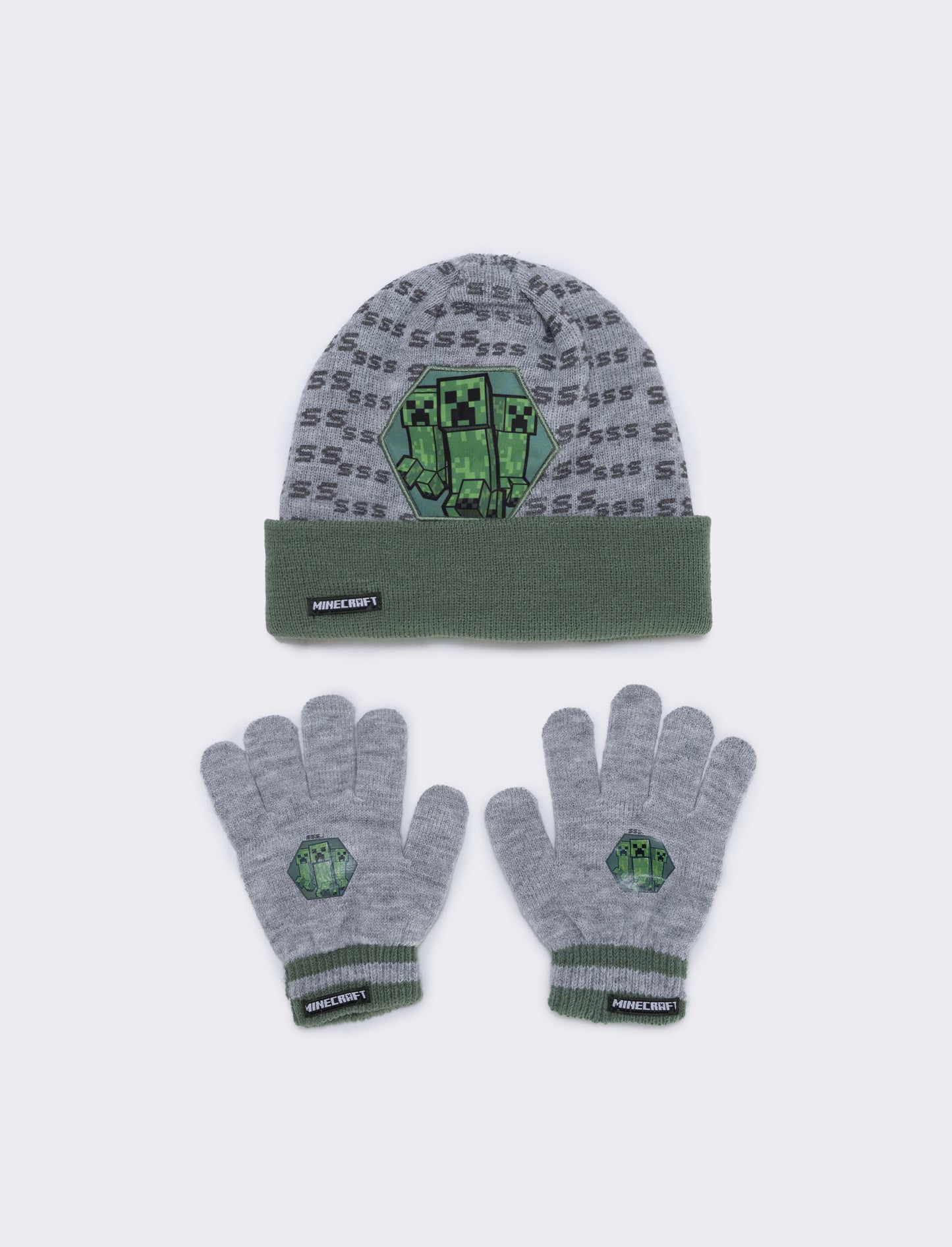 Set cappello e guanti minecraft - Grigio