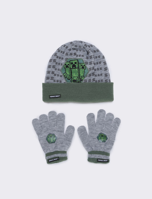 Set cappello e guanti minecraft - Grigio