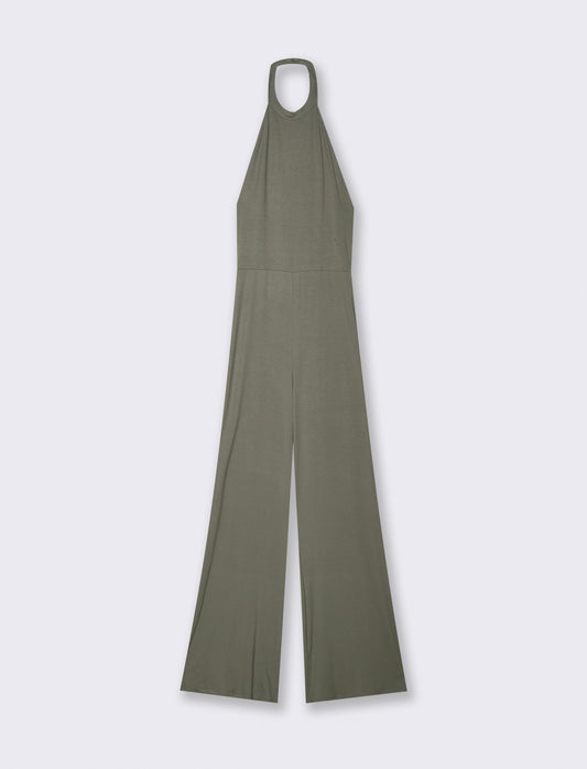 Jump suit con scollo halterneck - Verde salvia