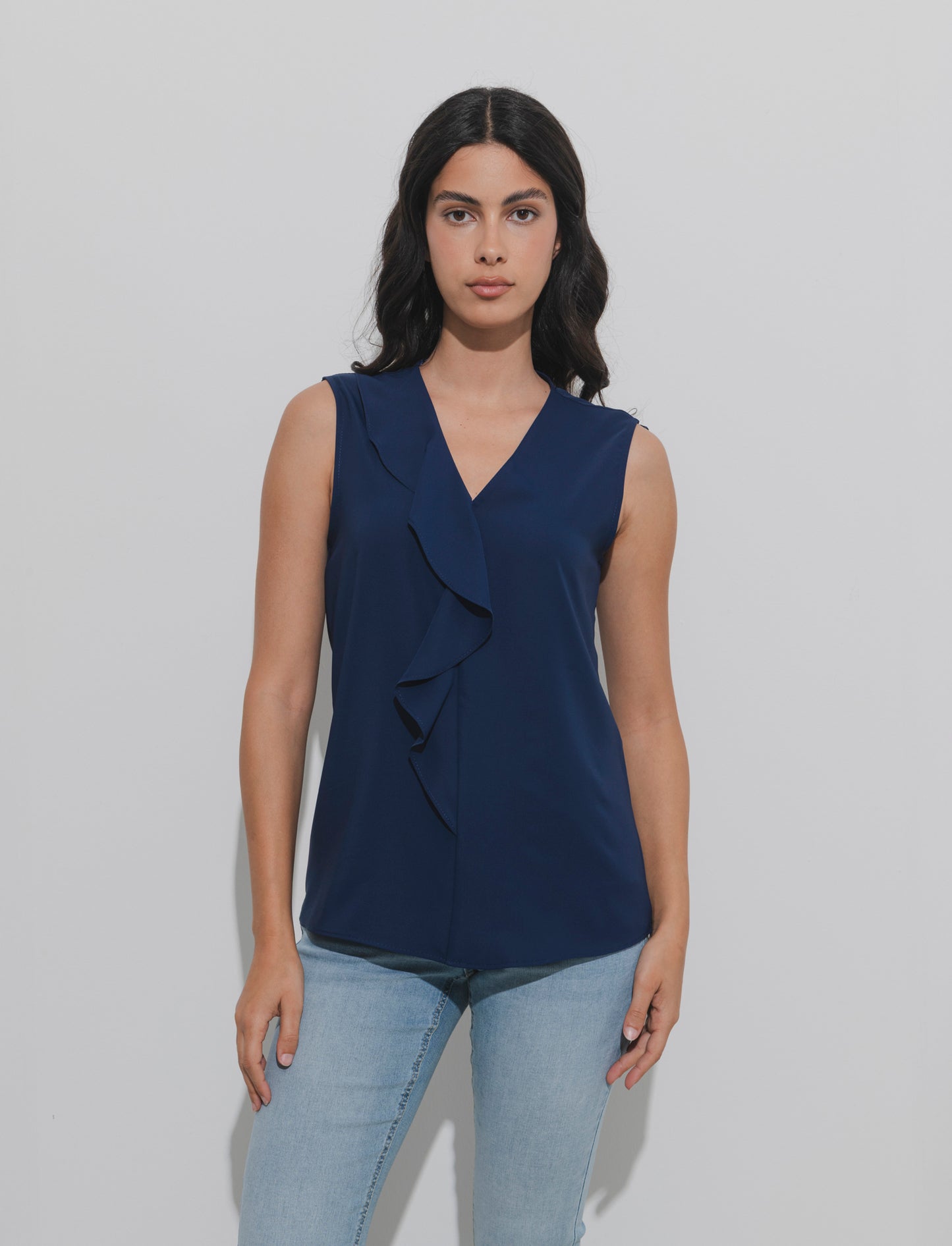 Top con rouches sul davanti - Blu