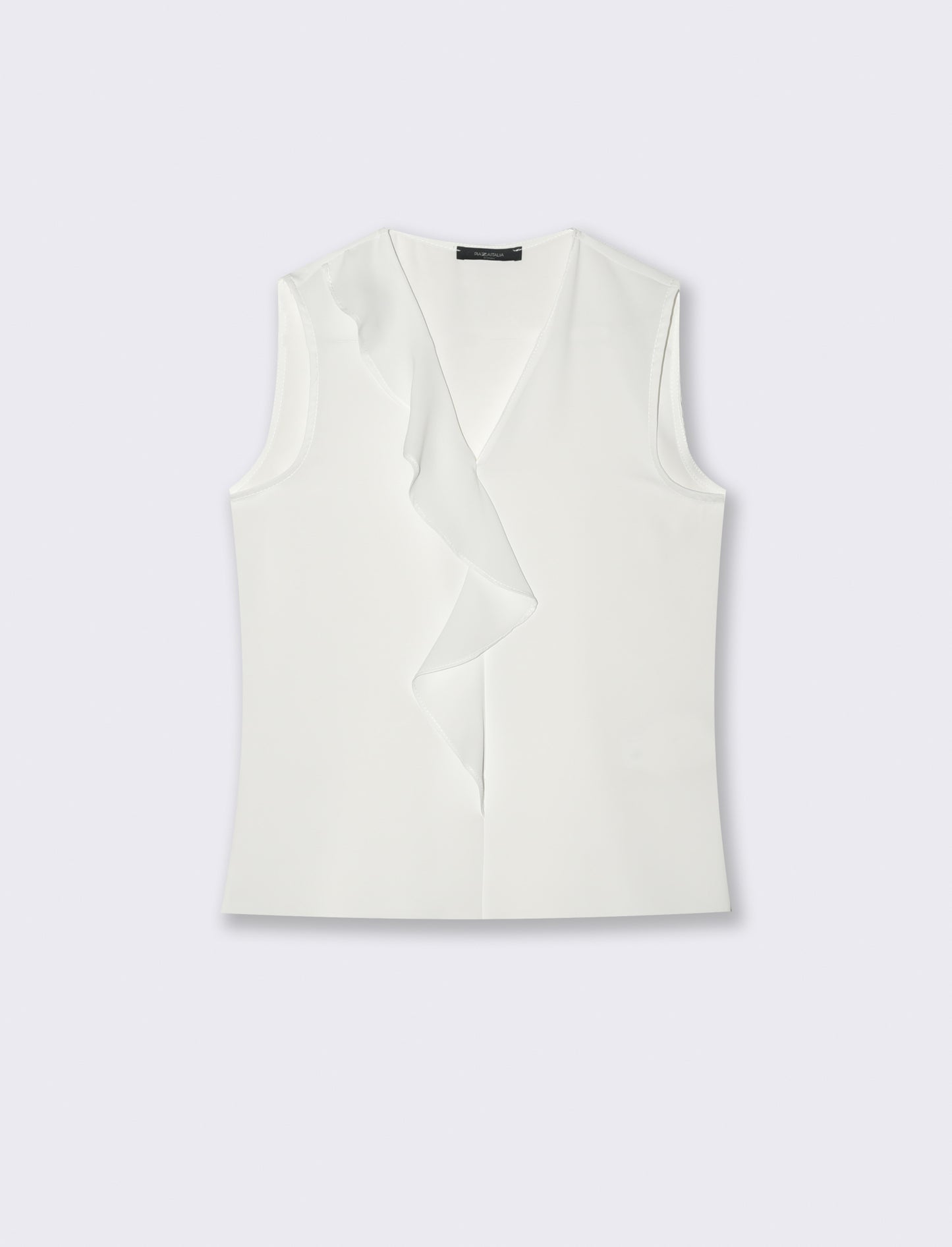 Top con rouches sul davanti - Bianco panna