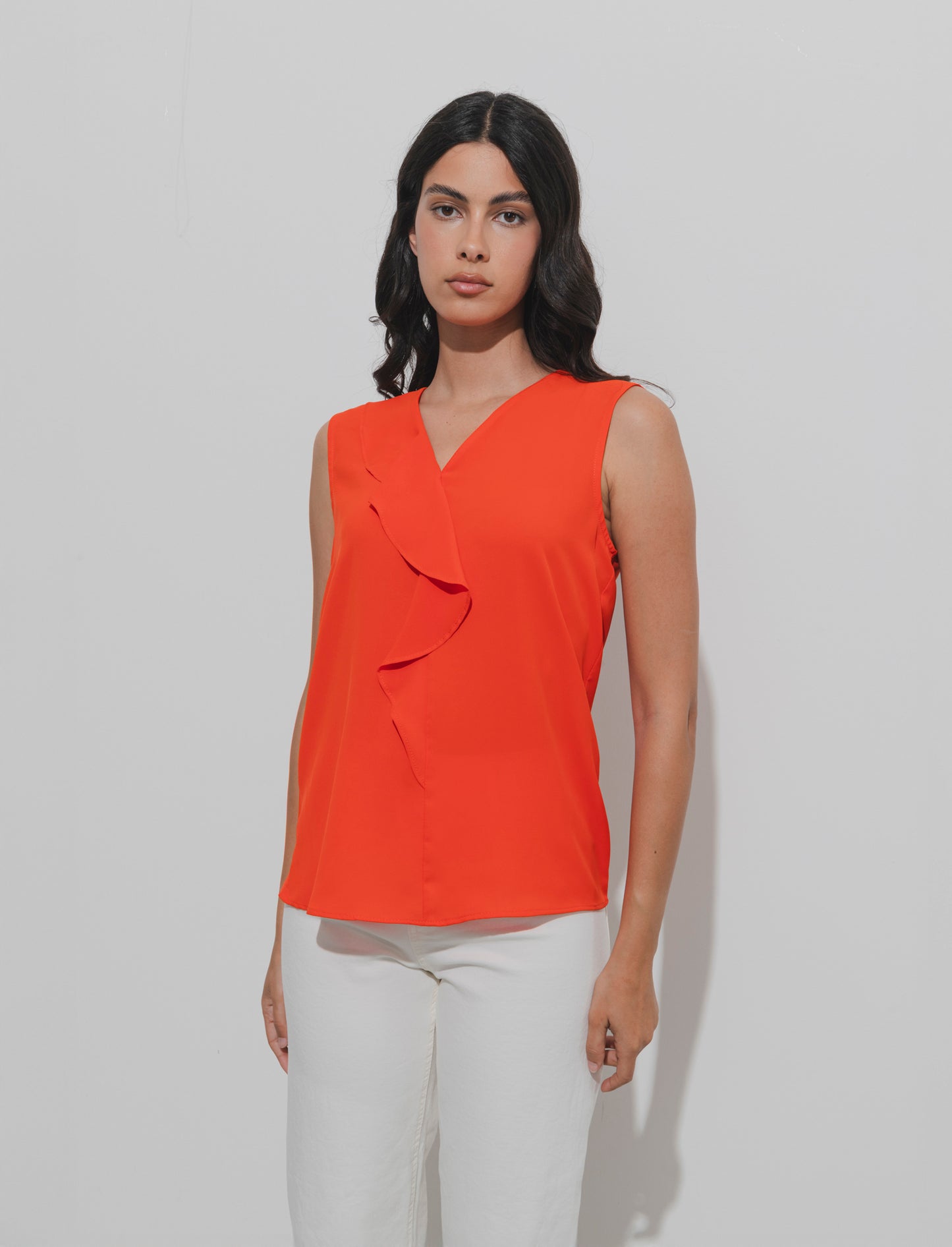 Top con rouches sul davanti - Corallo