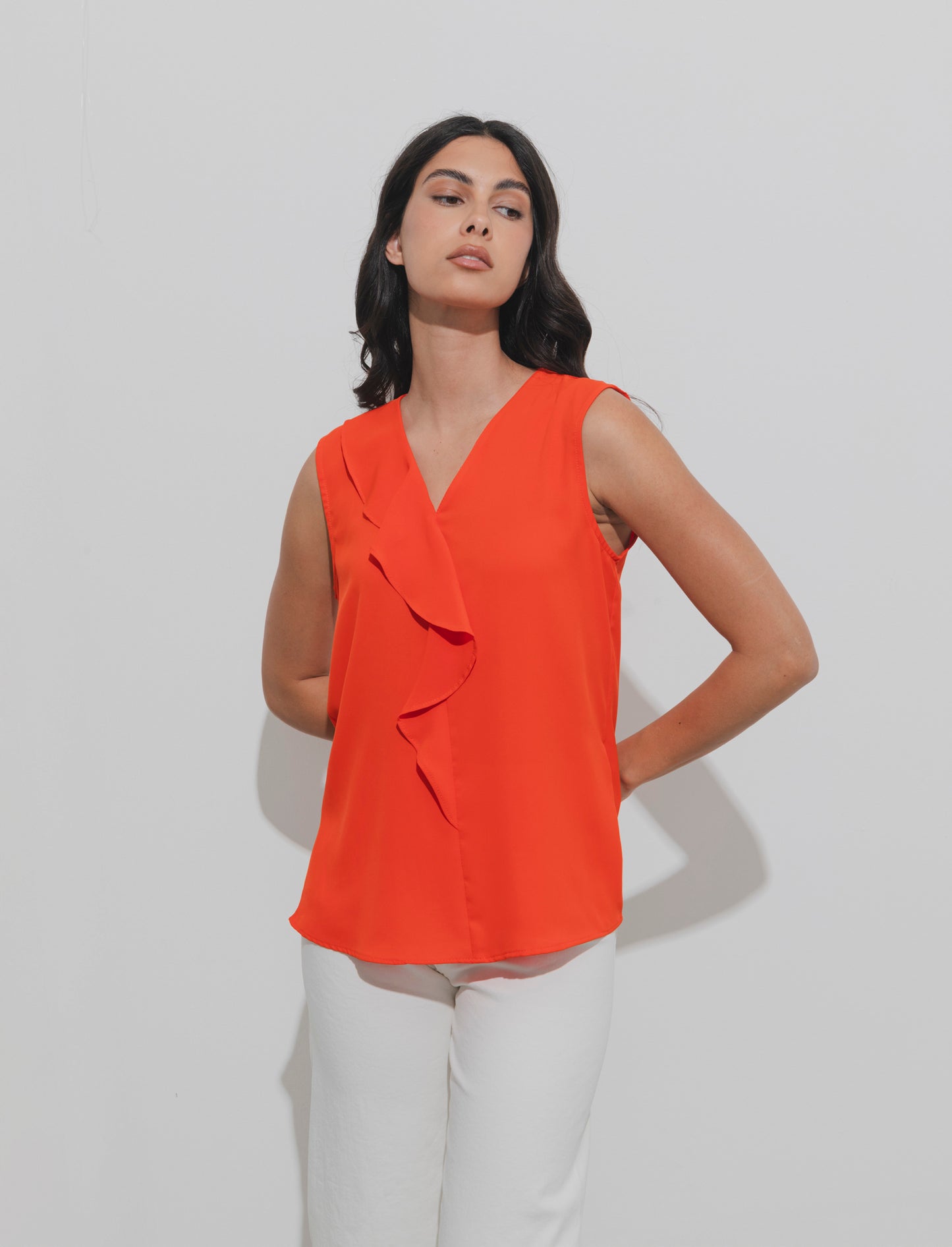 Top con rouches sul davanti - Corallo