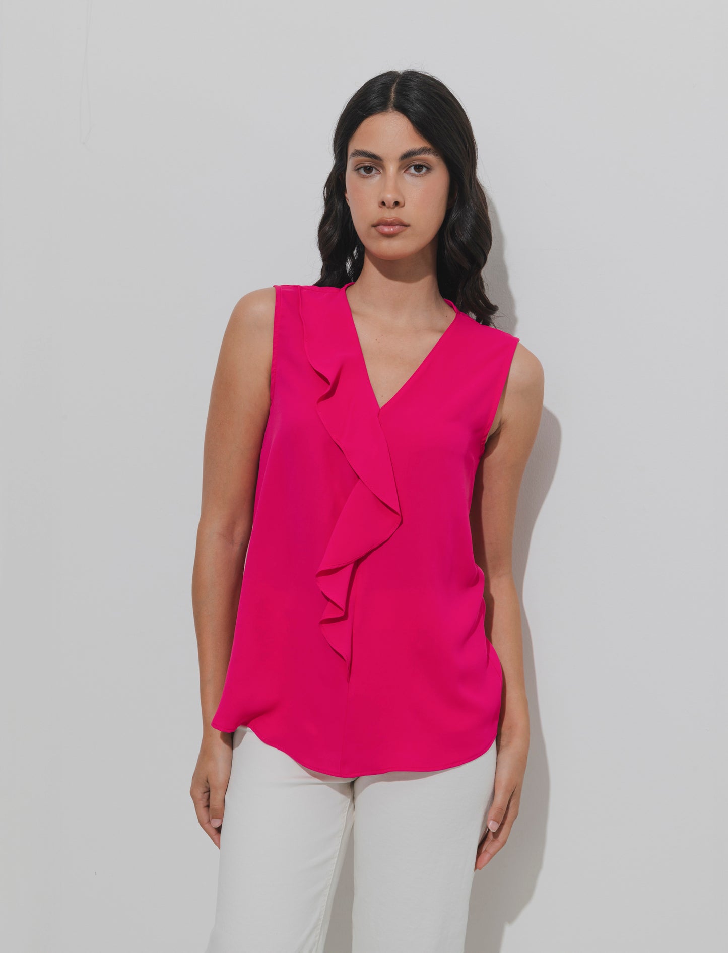 Top con rouches sul davanti - Fuxia