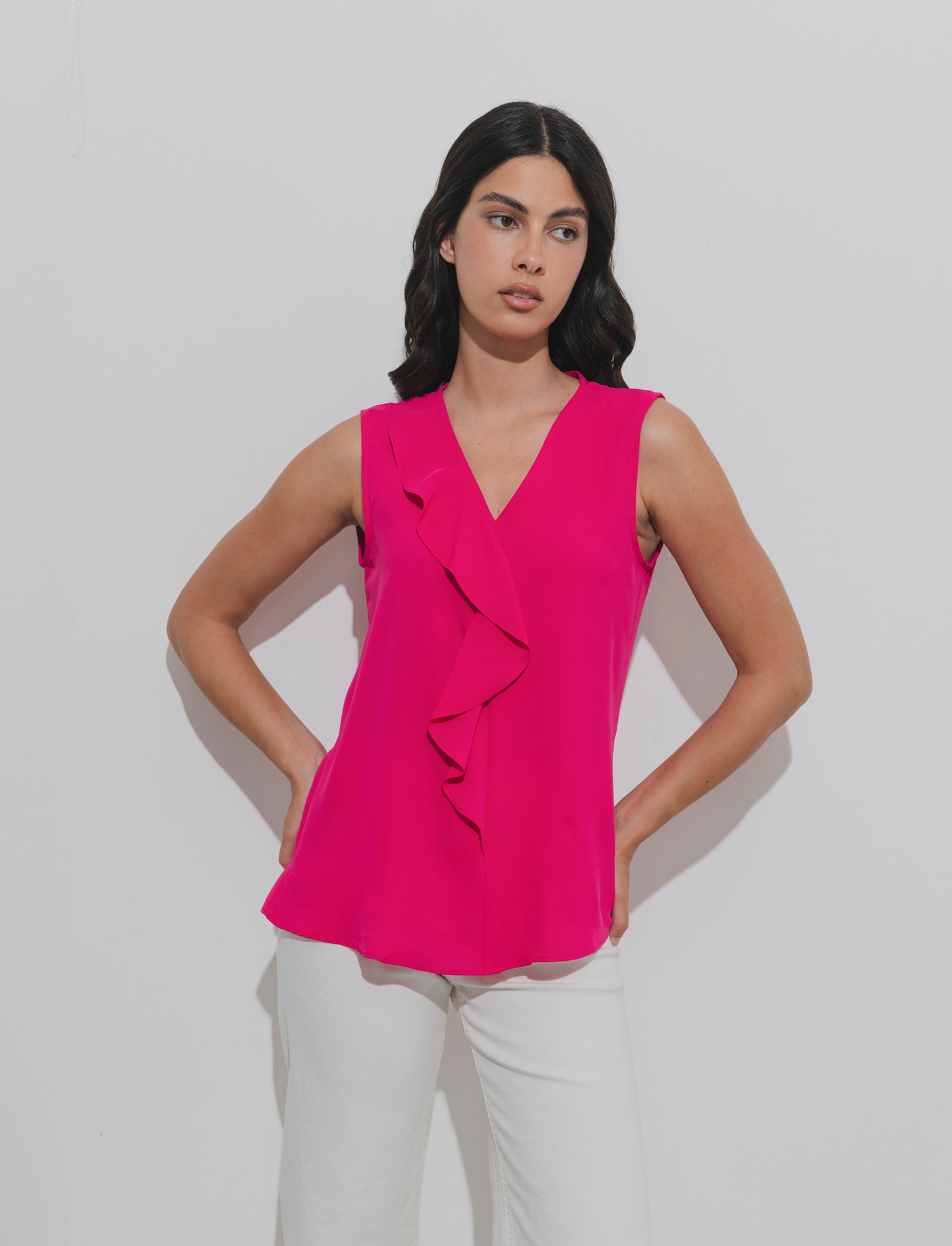 Top con rouches sul davanti - Fuxia