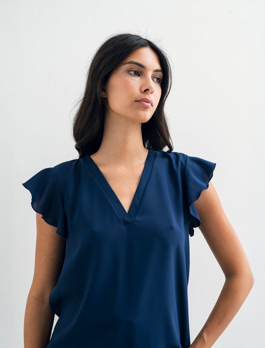 Casacca con rouches - Blu
