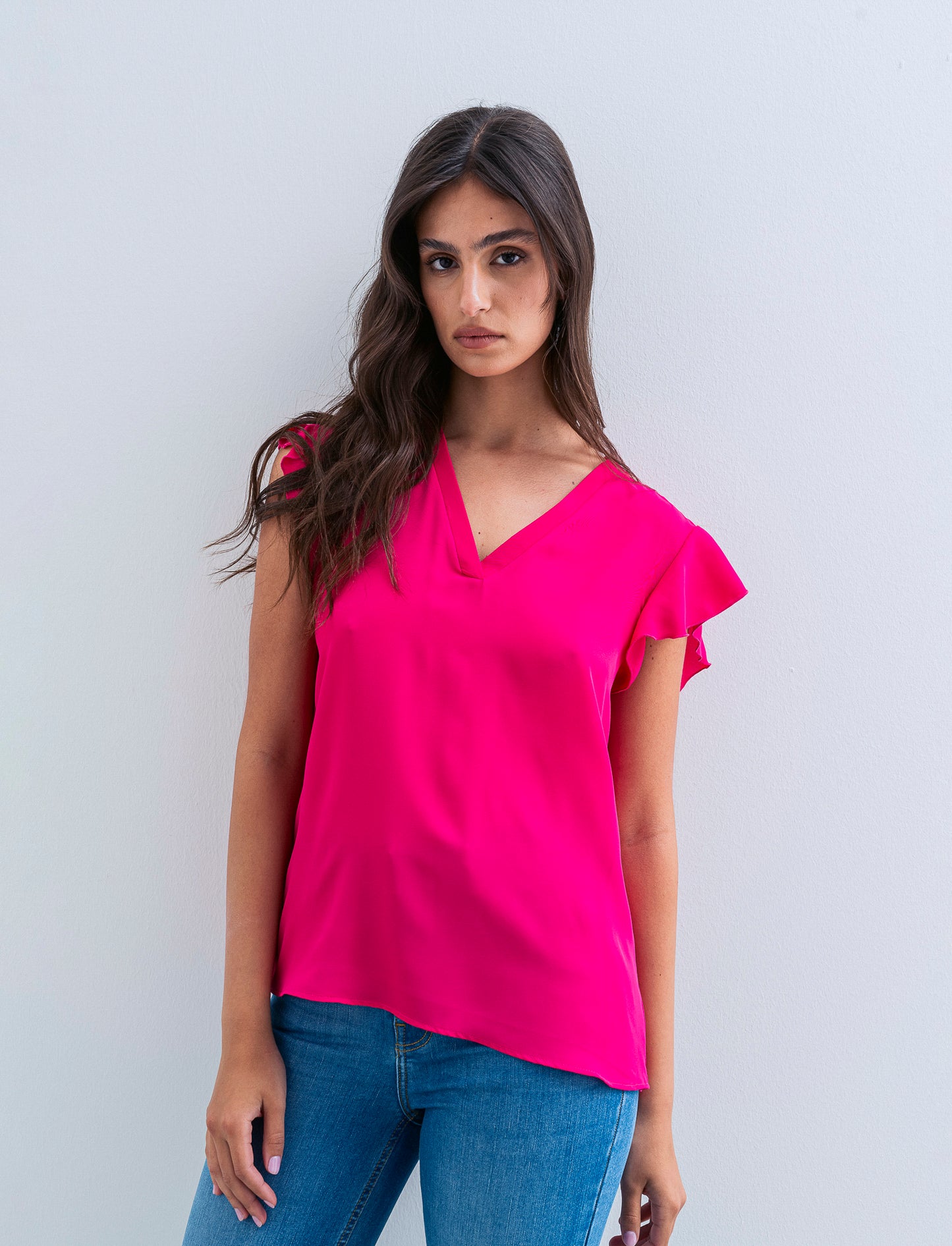 Casacca con rouches - Fuxia