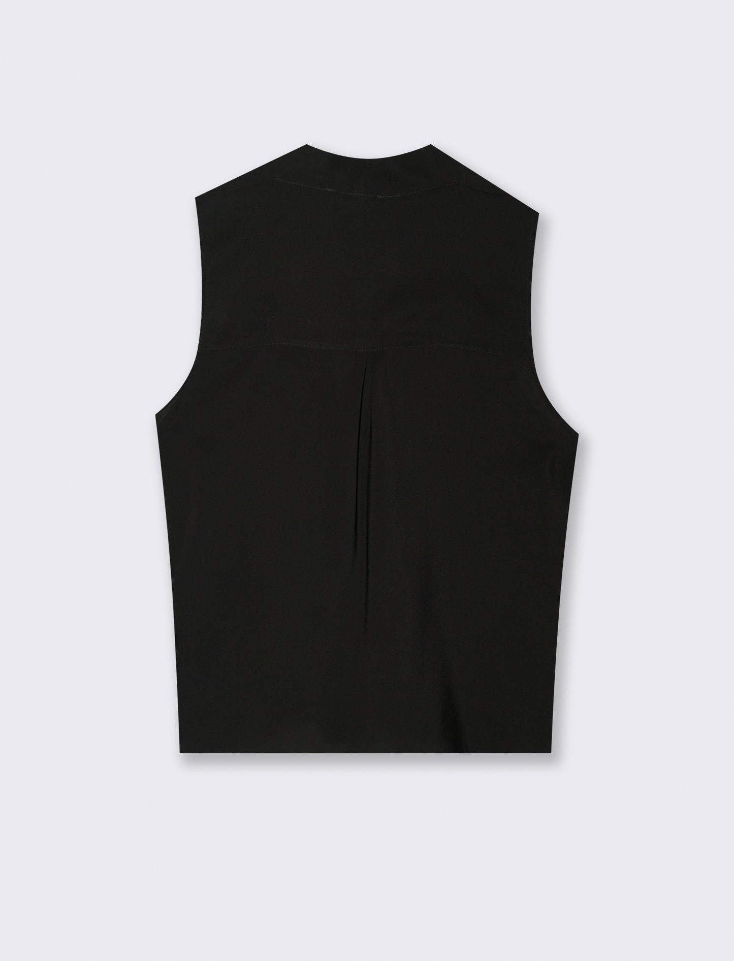 Top smanicato con scollo a V - Nero
