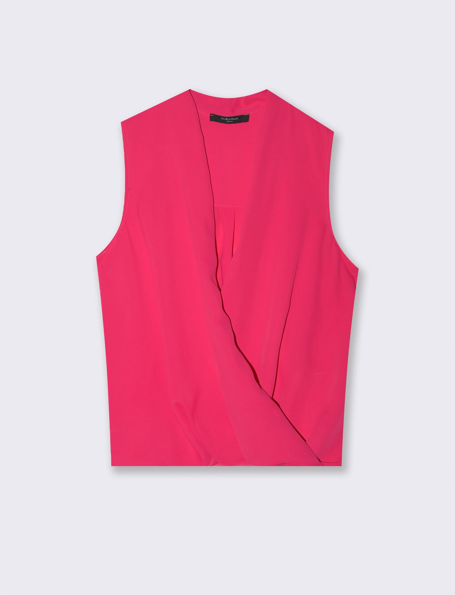 Top smanicato con scollo a V - Fuxia