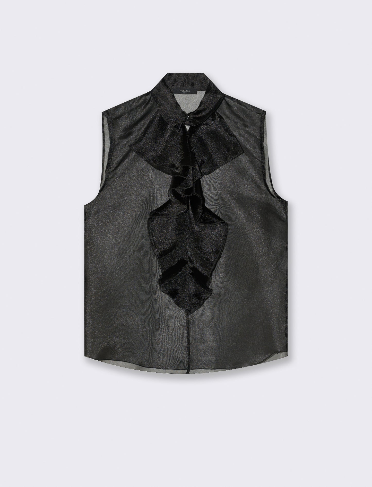 Casacca in organza con rouches - Nero
