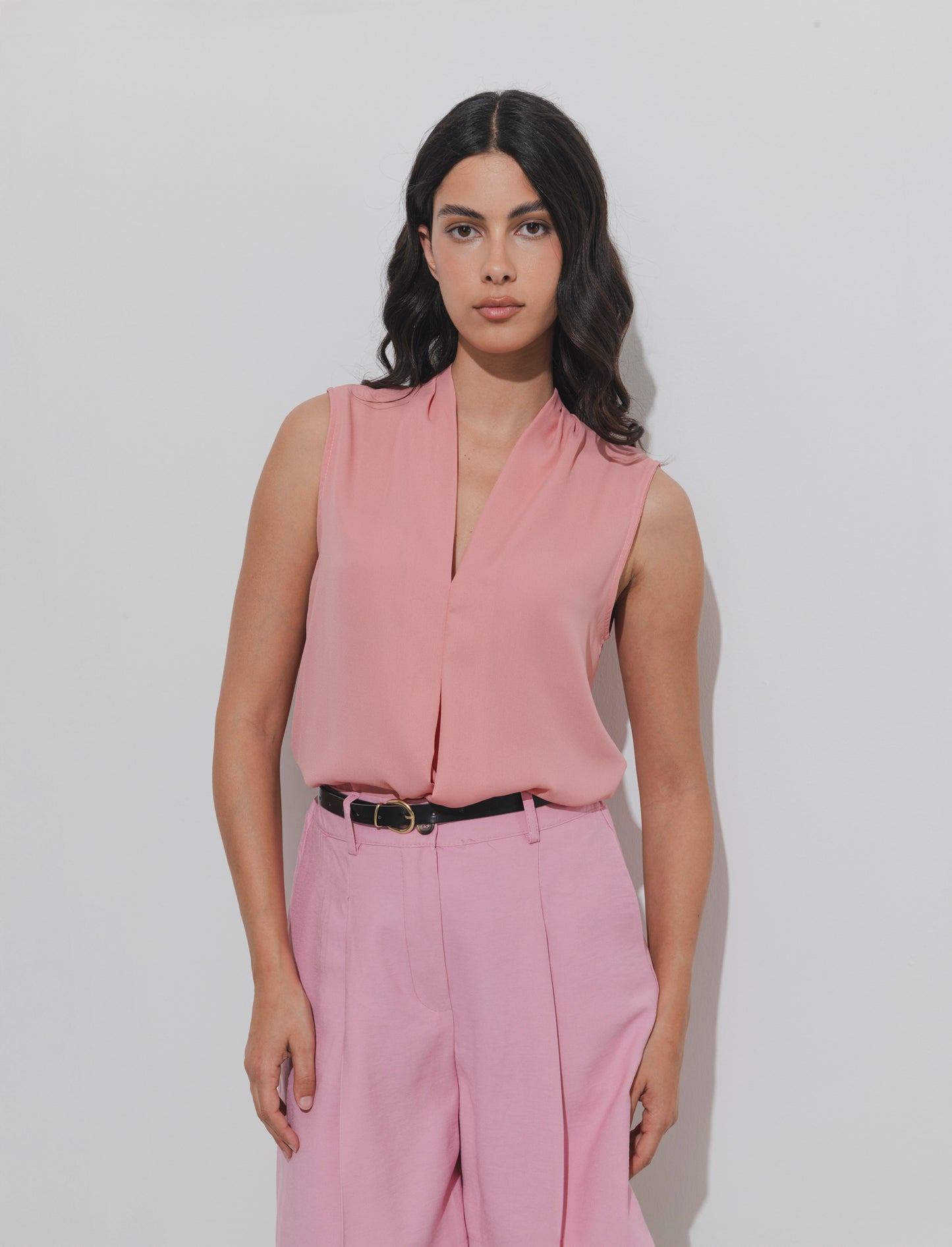 Top con scollo a V - Rosa