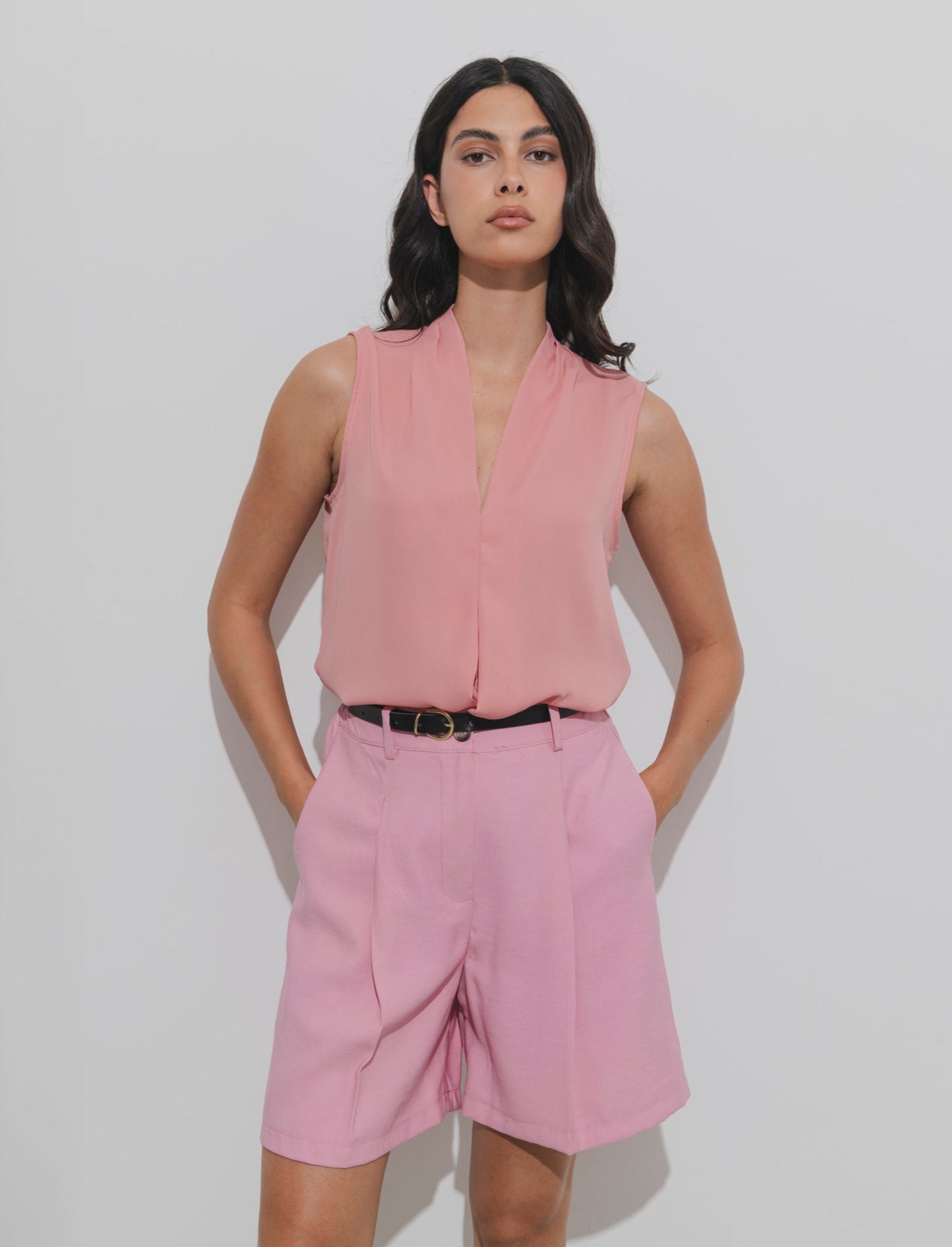 Top con scollo a V - Rosa