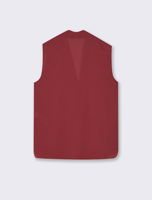 Top con scollo a V - Rosso india
