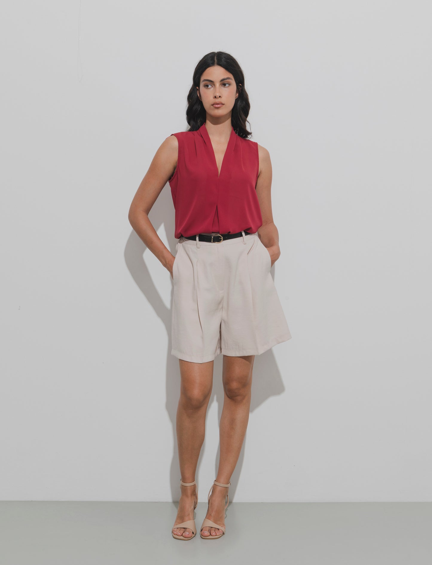 Shorts with belt - Beige