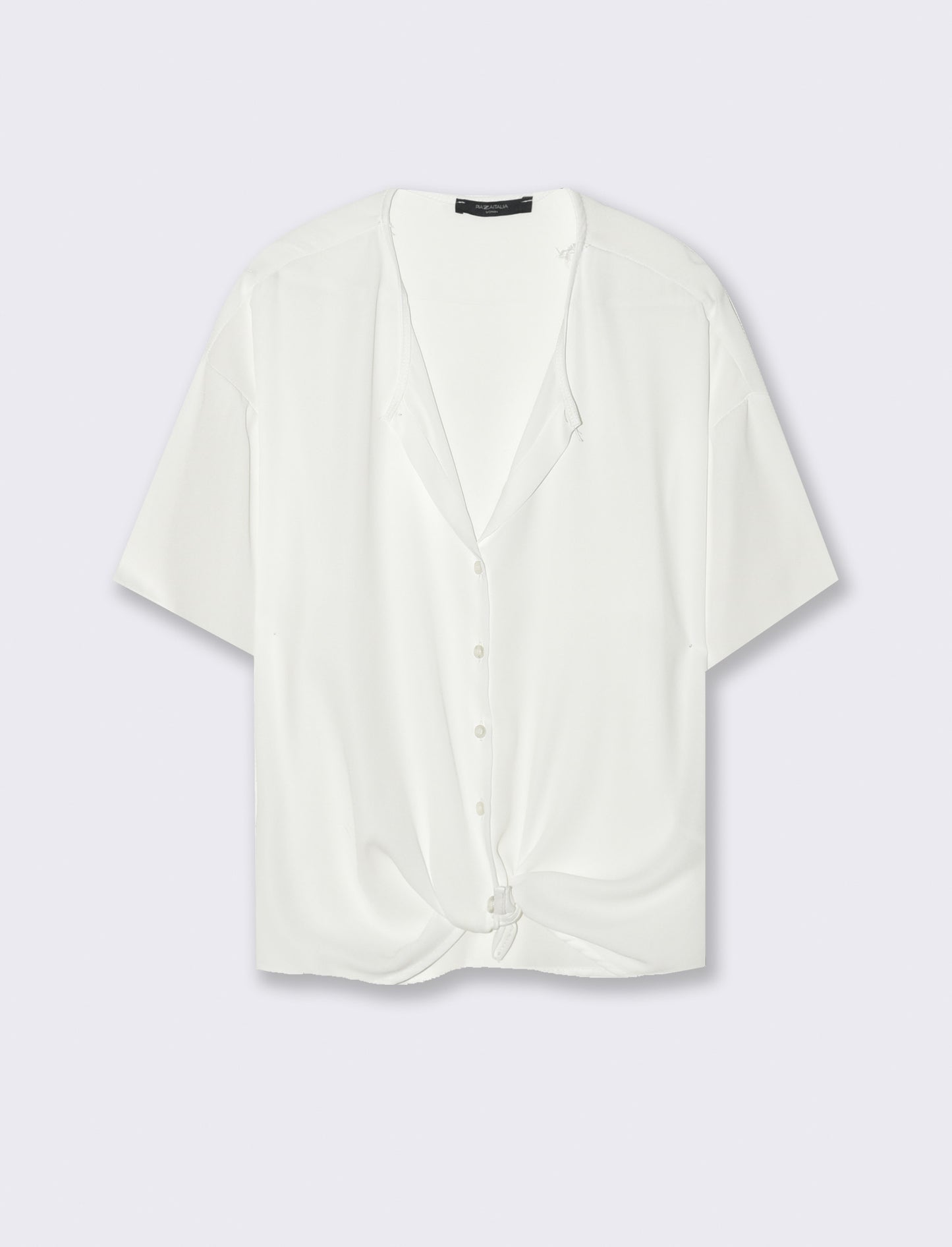 Camicia mezza manica con scollo aperto - Bianco latte
