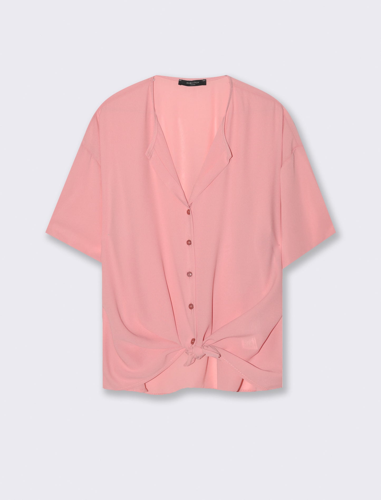 Camicia mezza manica con scollo aperto - Rosa