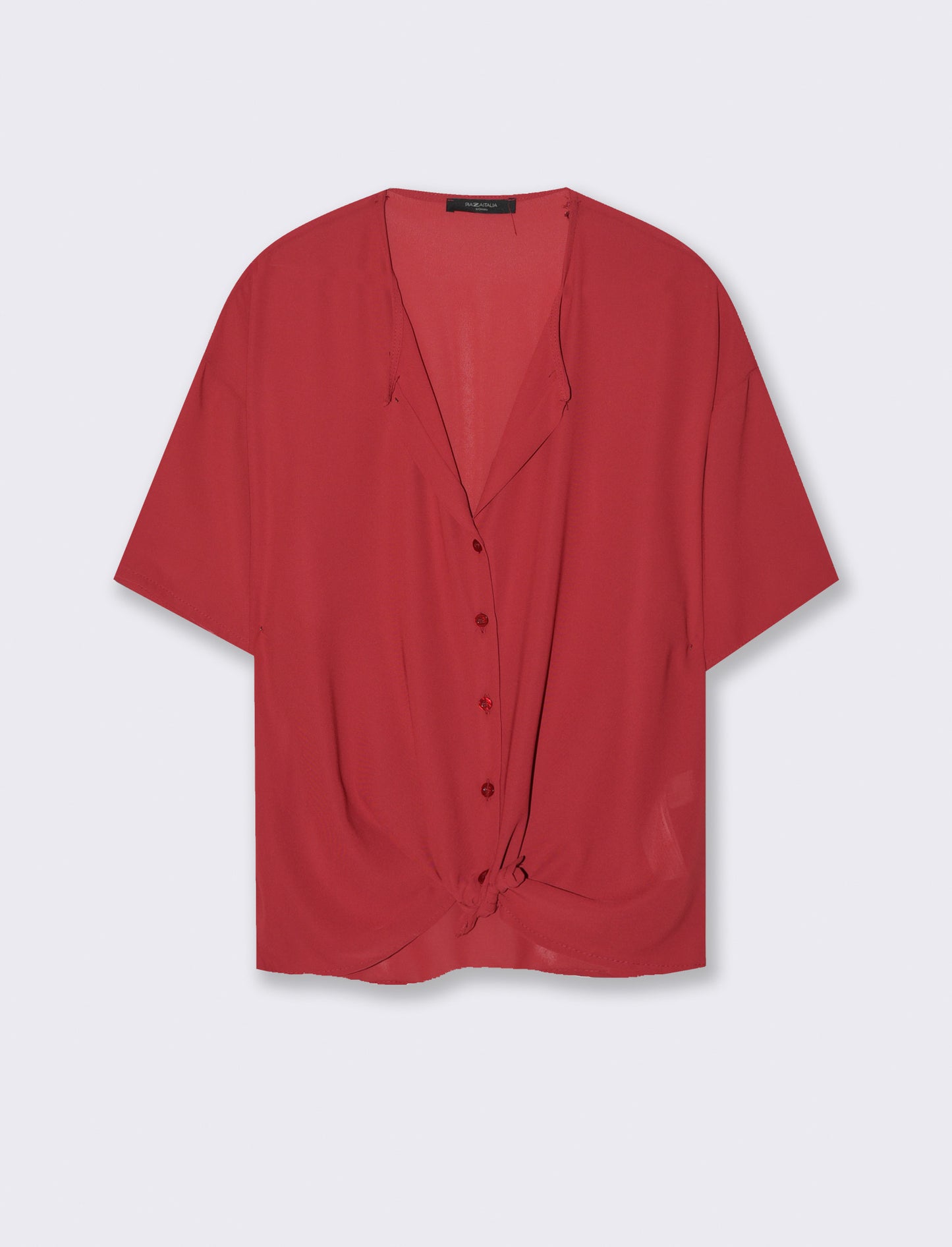 Camicia mezza manica con scollo aperto - Rosso india