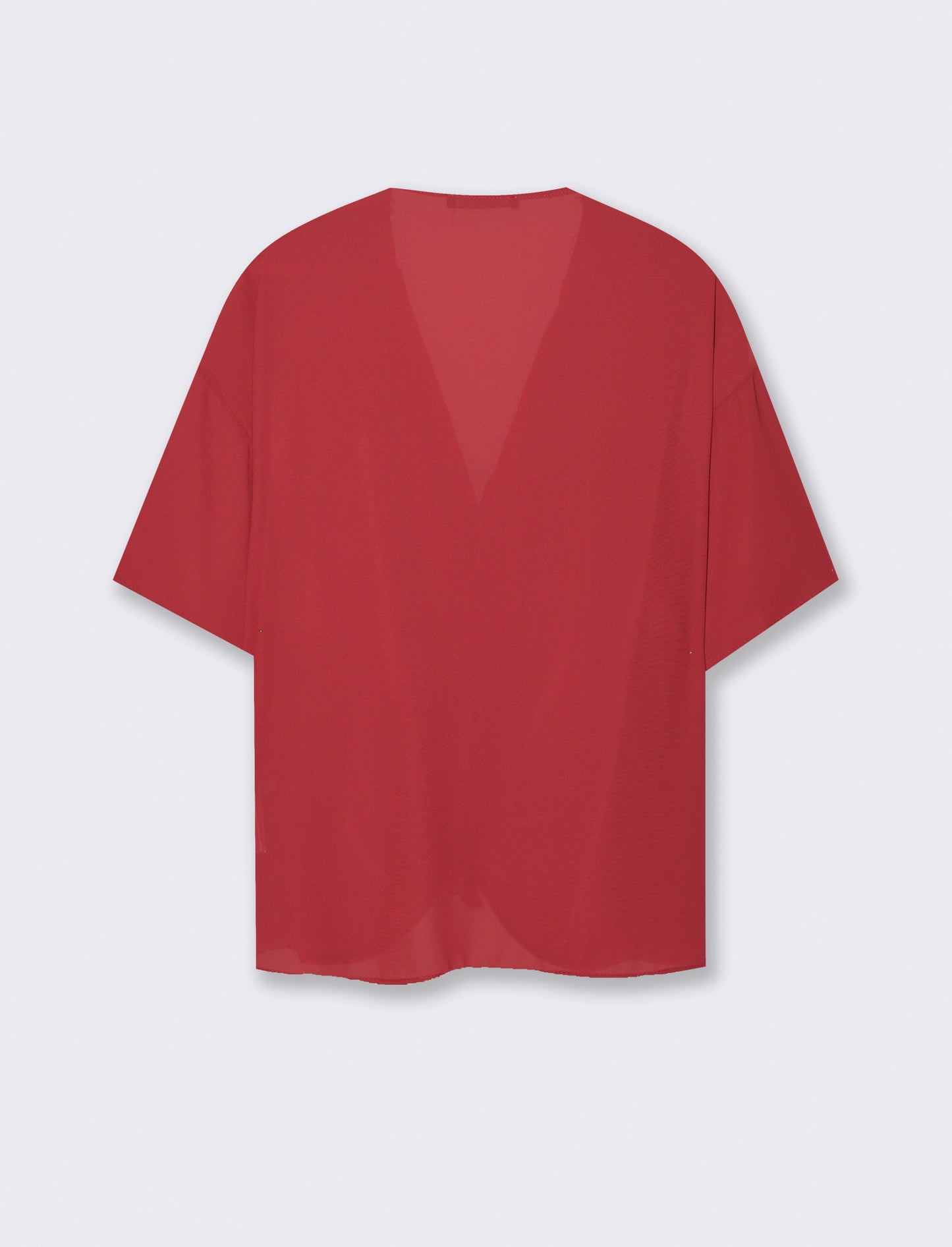 Camicia mezza manica con scollo aperto - Rosso india