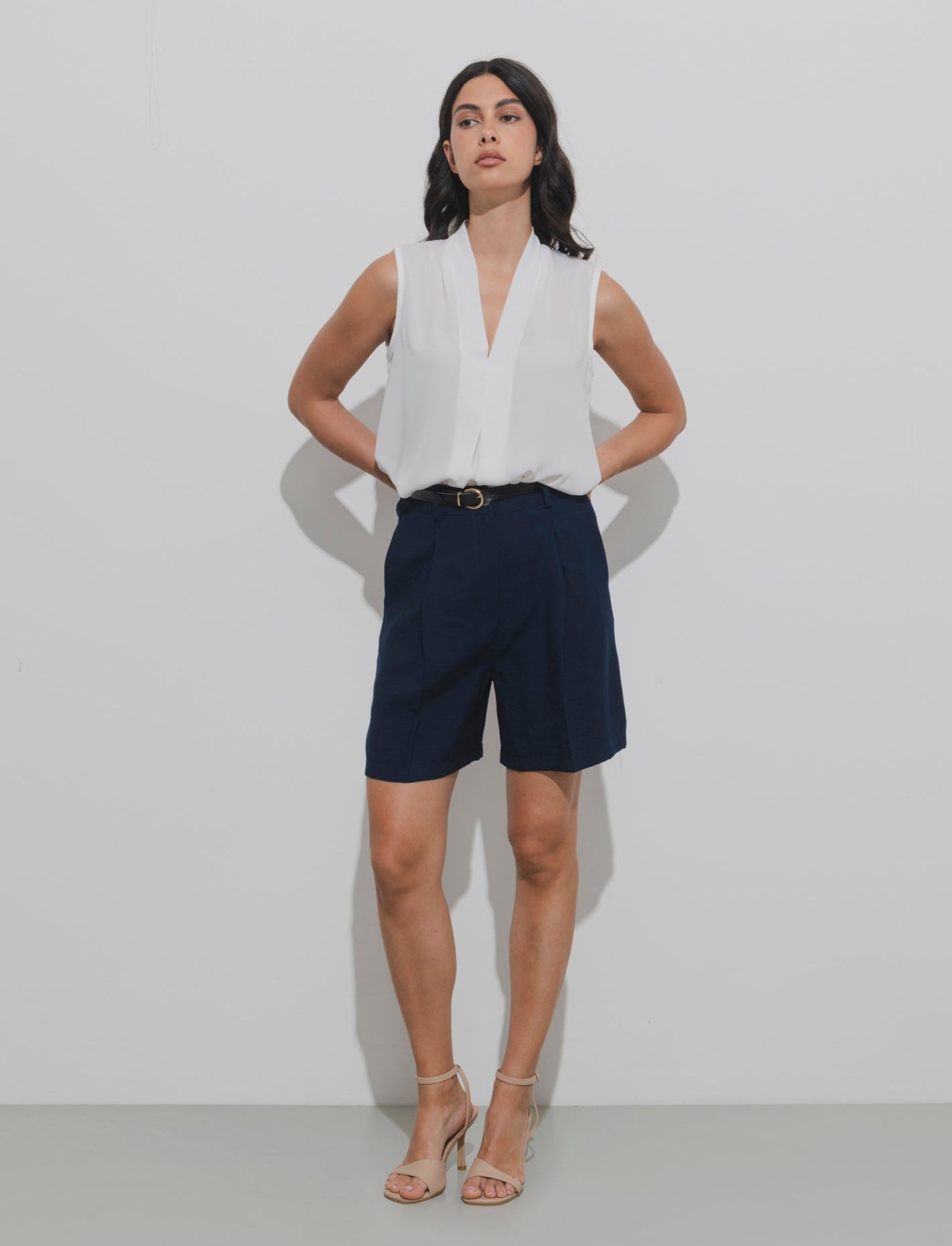 Short con cintura - Blu