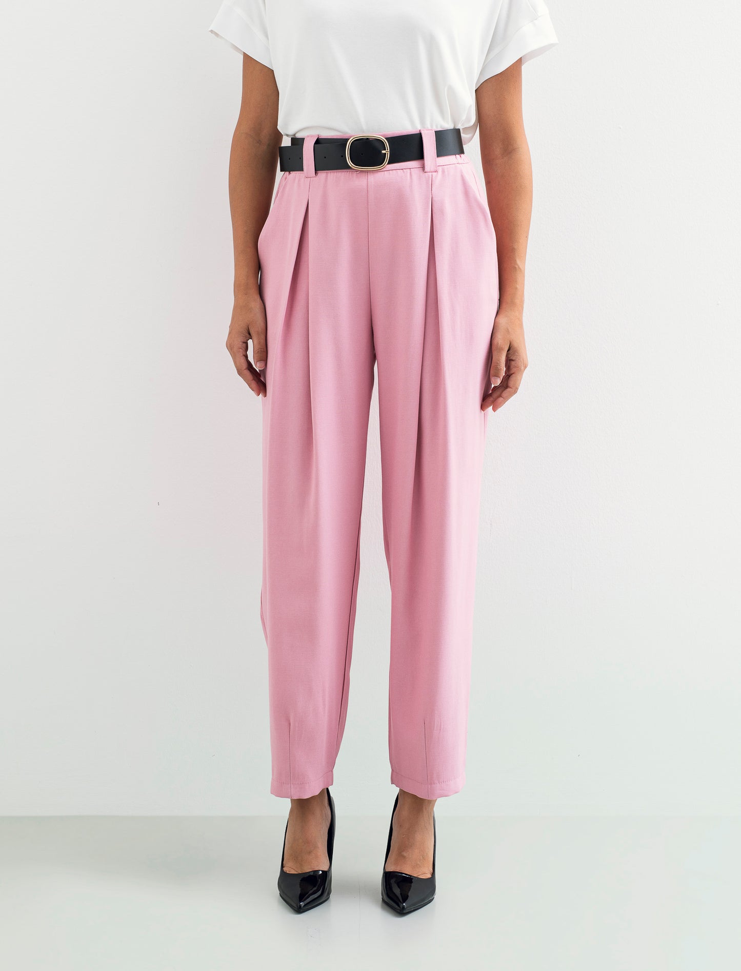 Pantaloni con cintura - Rosa