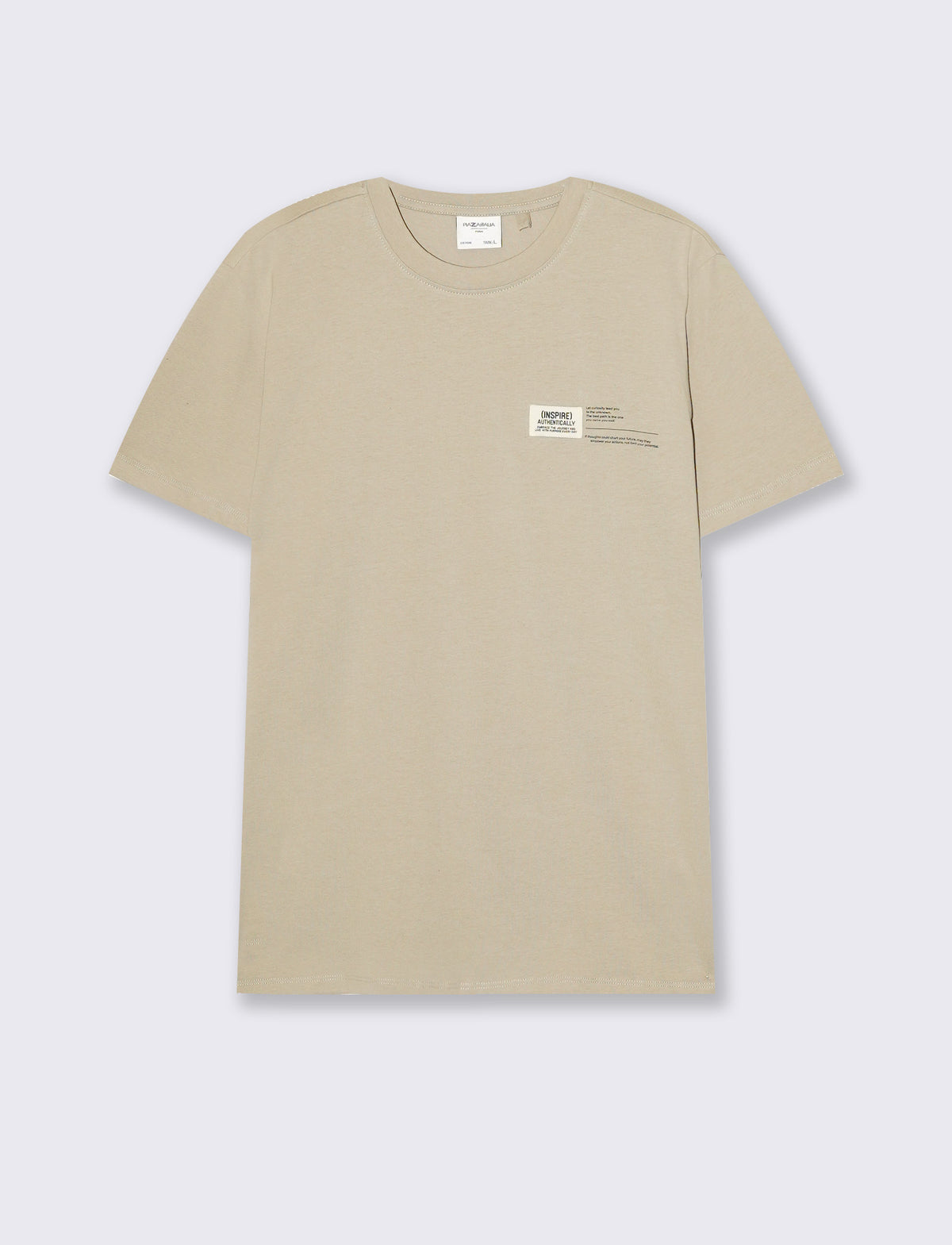 T-SHIRT IN COTONE PREMIUM CON PATCH E STAMPINA - Beige