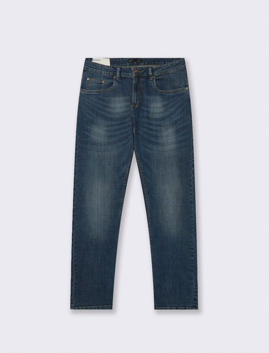 Dark blue regular fit jeans with a faded effect - Blue