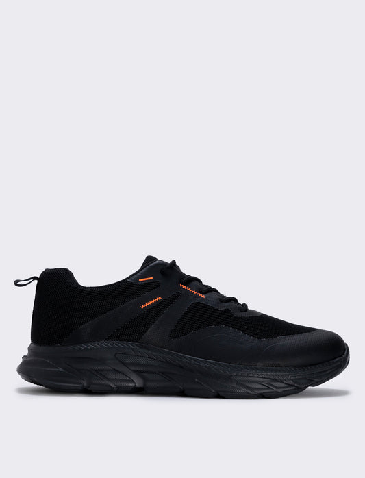 Black sports shoe in technical fabric - Black
