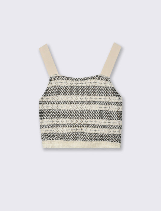 Top cropped in tessuto a rete traforato. - Fantasia