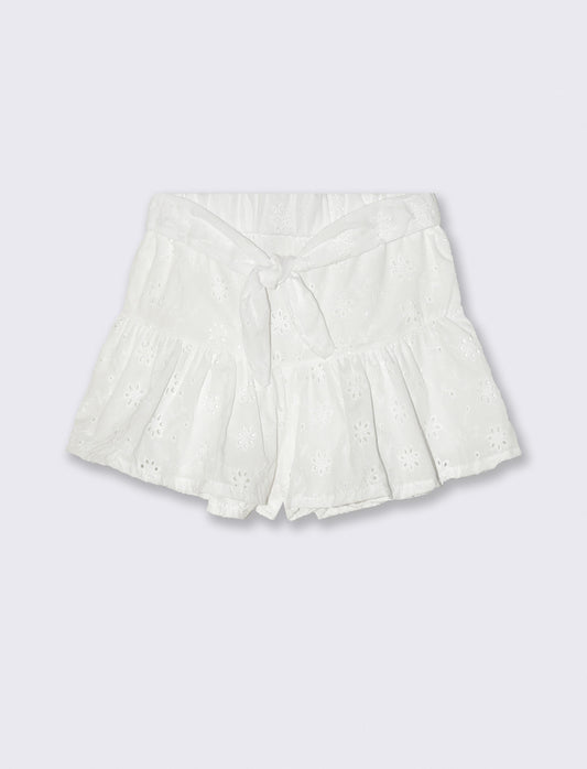 Short in pizzo san gallo con nodo. - Bianco