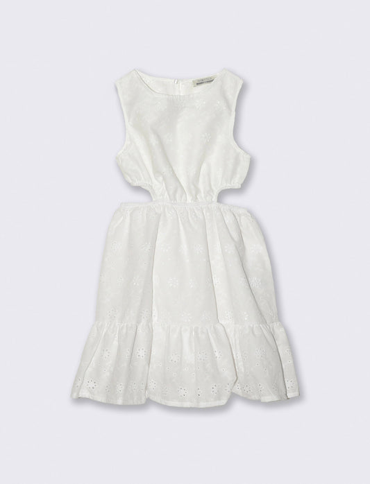 Abito leggero da bambina in pizzo san gallo. - Bianco