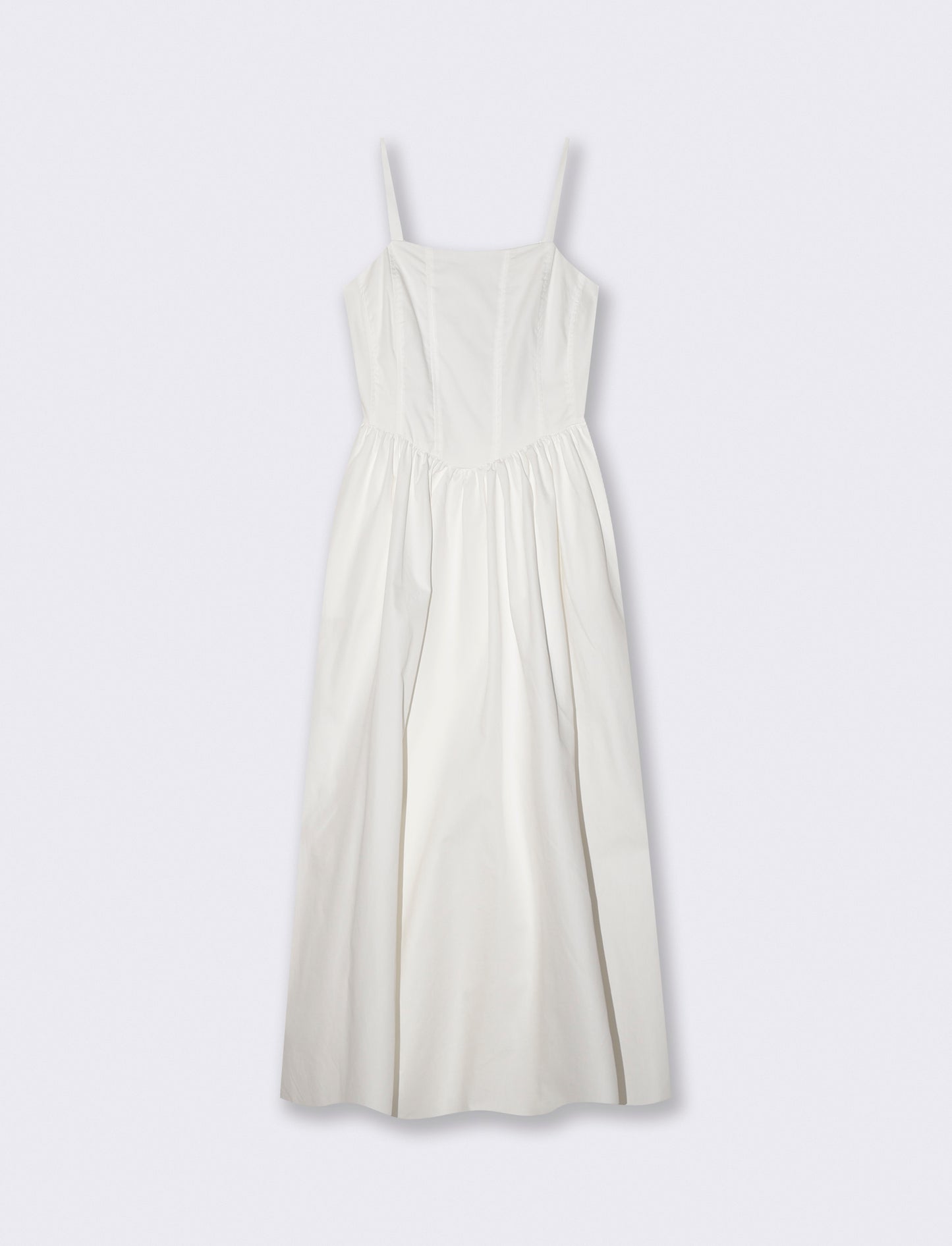 Vestito lungo in cotone con bretelle - Bianco